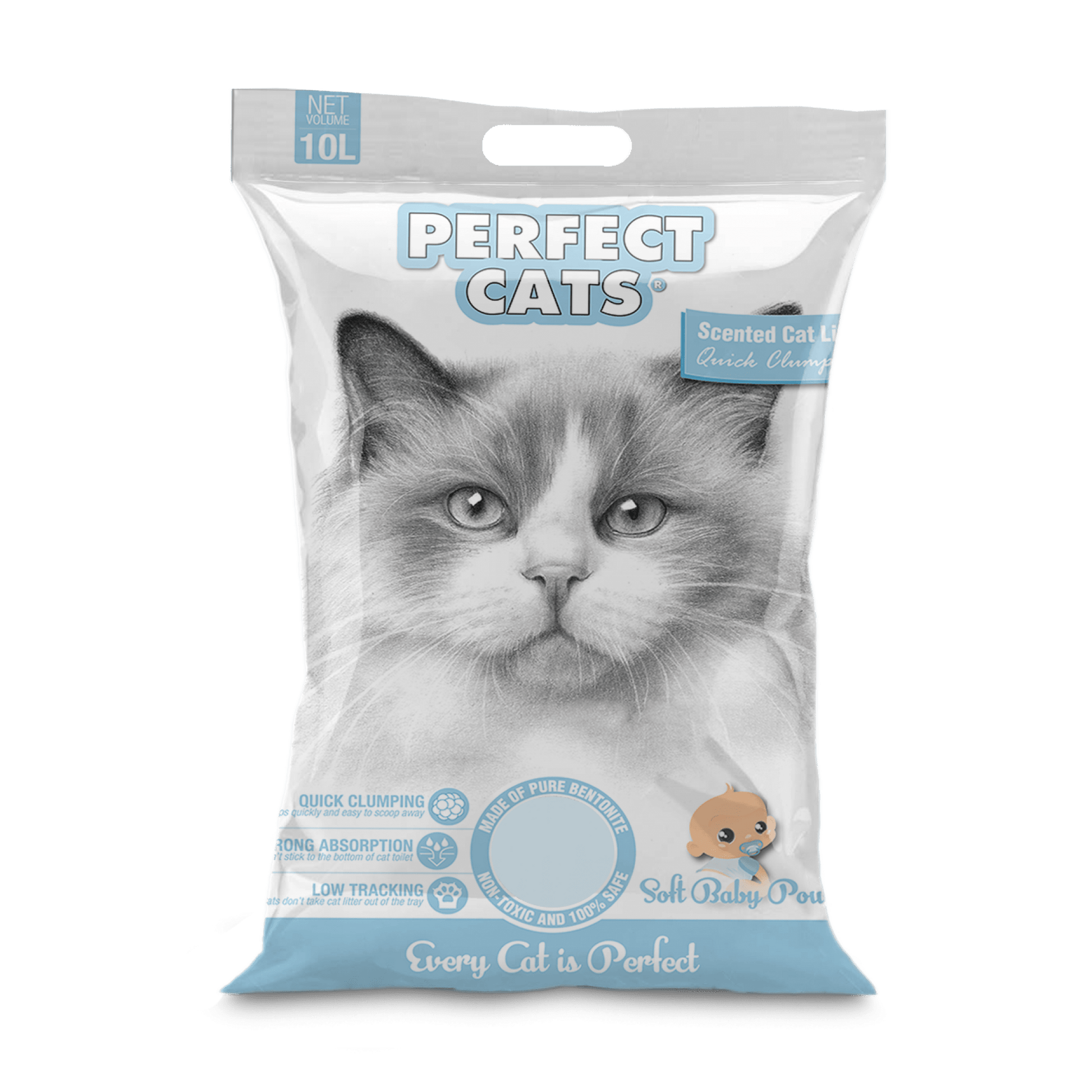 Perfect Cats Litter - Baby Powder Flavor 10LCatsSuperpets Trading