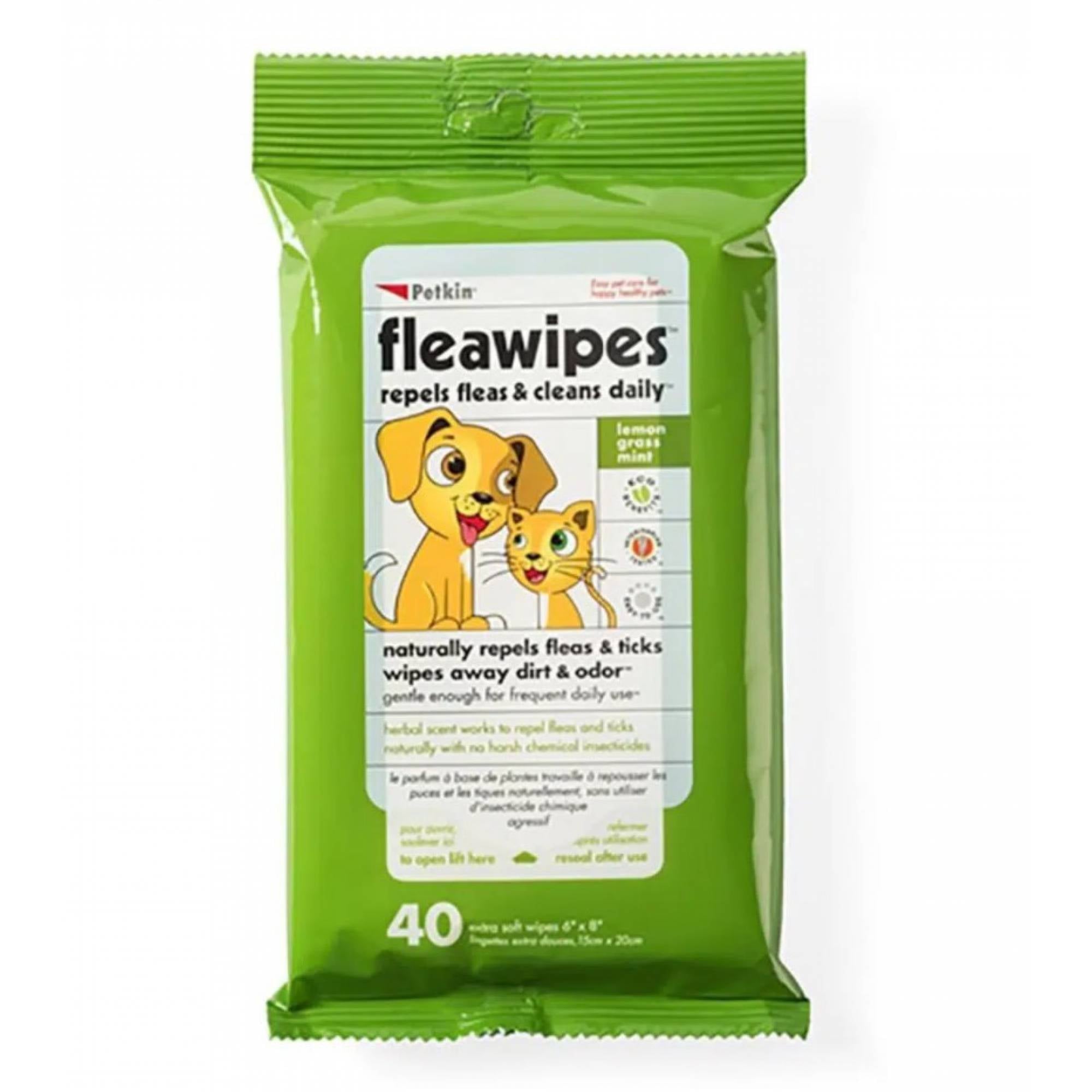 Petkin Pet Flea wipes 40ctSuperpets Trading