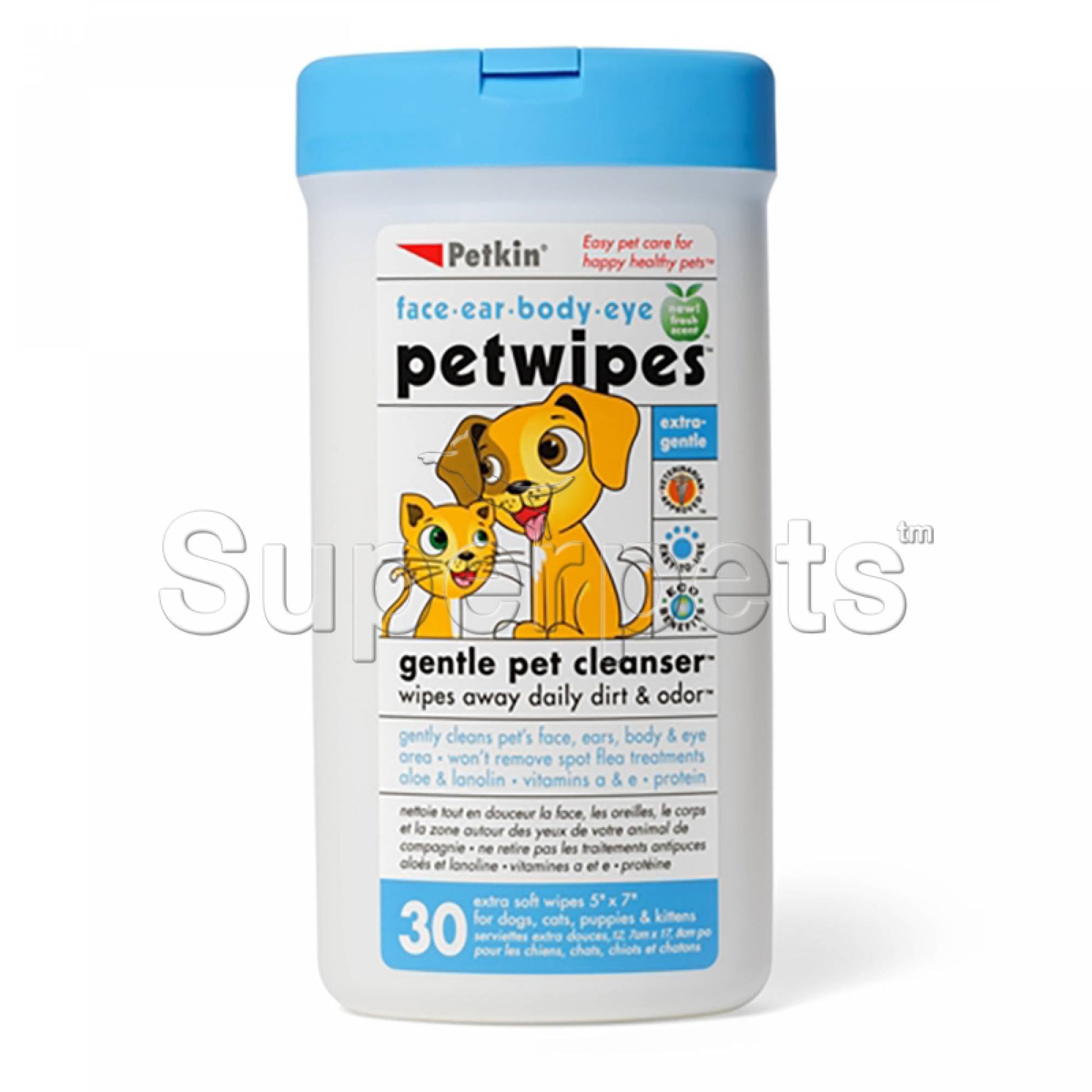 Petkin Pet Wipes Fresh Scent Dog & Cat Wipes, 30 countSuperpets Trading