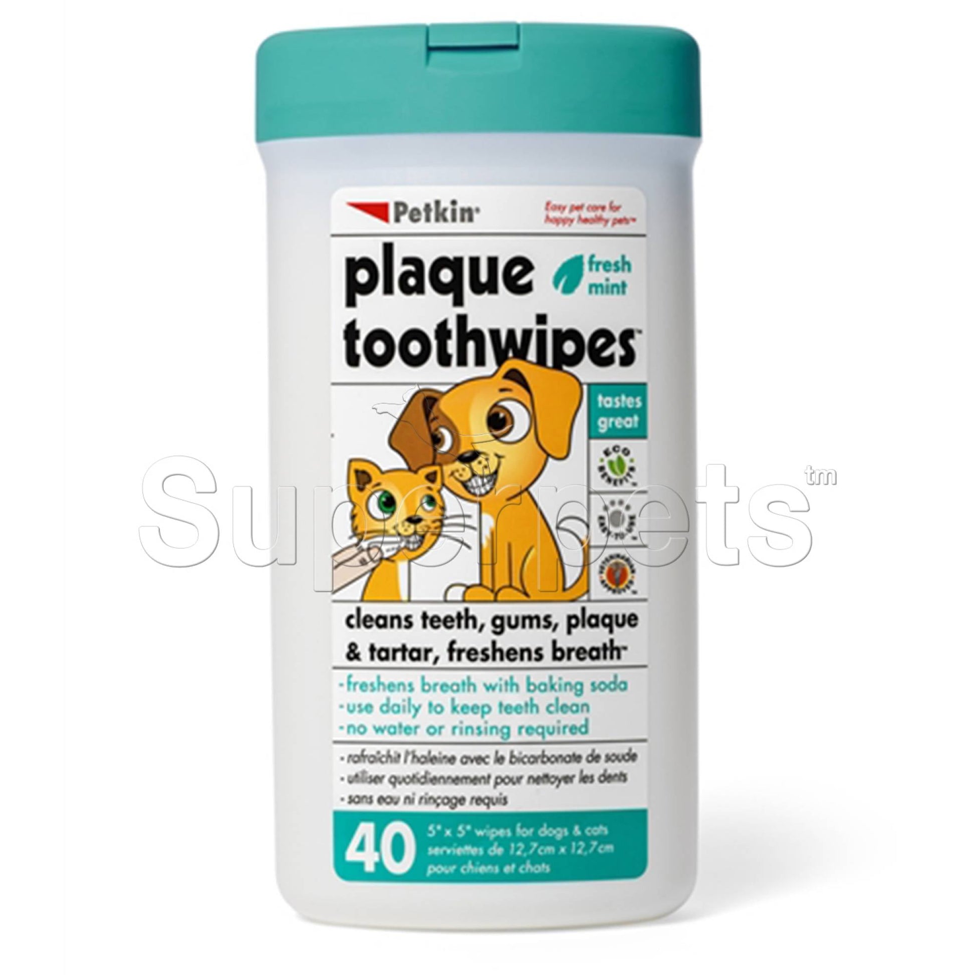 Petkin Tooth Wipes 40pcsSuperpets Trading