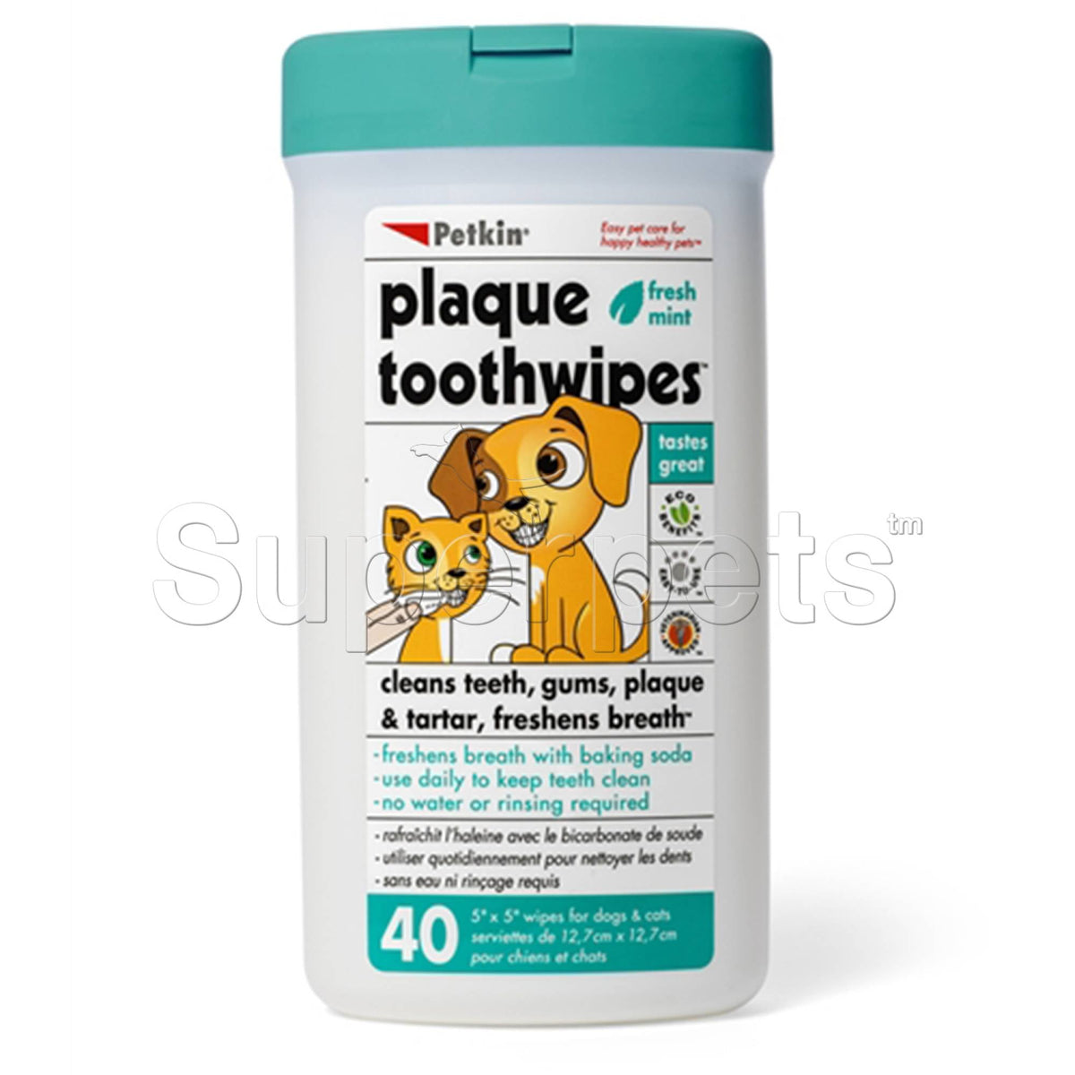 Petkin Tooth Wipes 40pcsSuperpets Trading