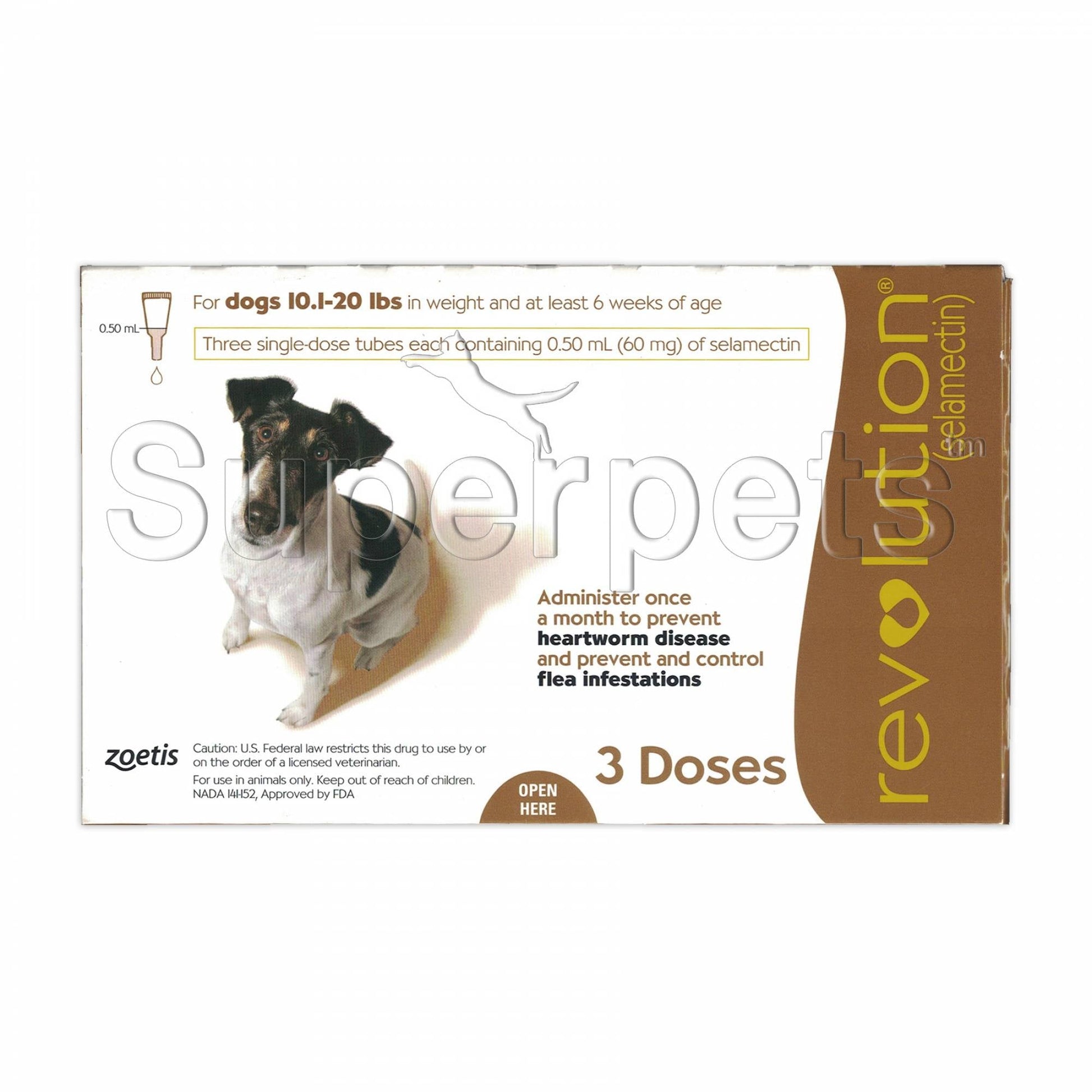 Revolution Spot-On for Dogs 10.1 - 20lb (Brown) 3 dosesDogsSuperpets Trading