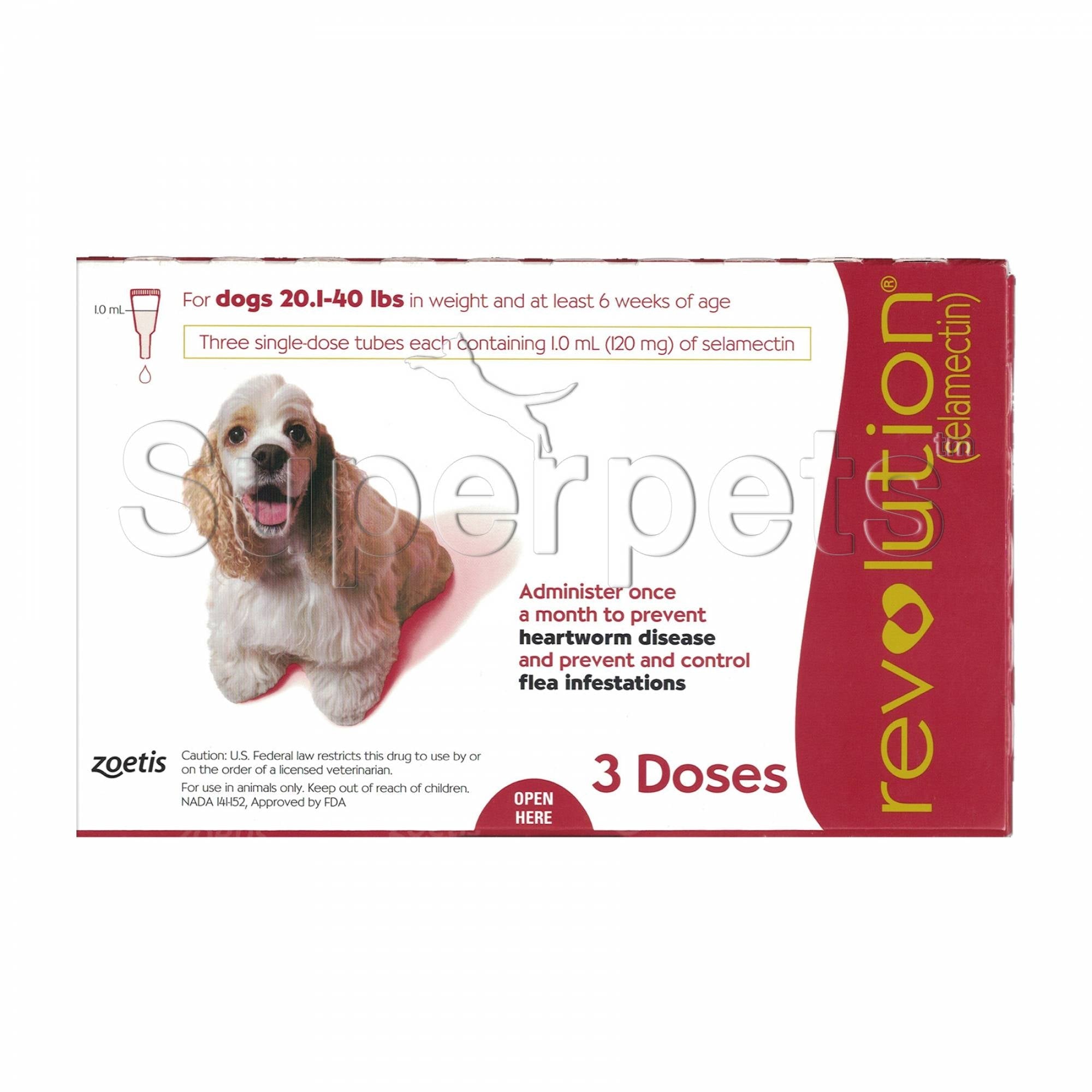 Revolution Spot-On for Dogs 20.1 - 40lb (Red) 3 dosesDogsSuperpets Trading