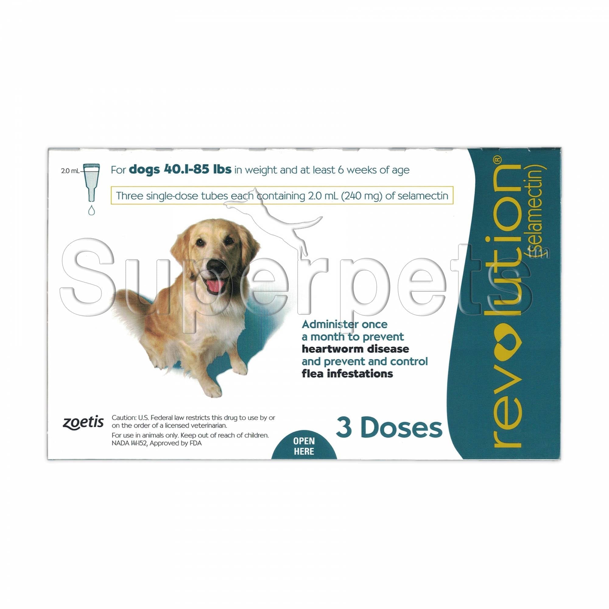 Revolution Spot-On for Dogs 40.1 - 85lb (Green) 3 dosesDogsSuperpets Trading