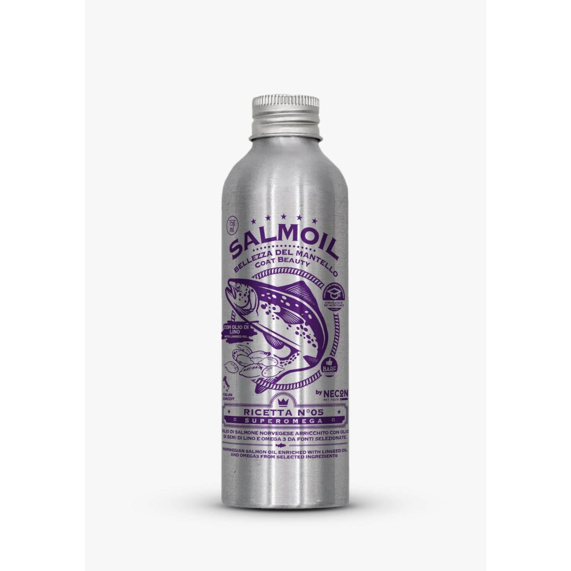 Salmoil Norwegian Salmon Oil - Recipe 5 - Skin & Coat Beauty Supplement (Purple) 150mlSuperpets Trading