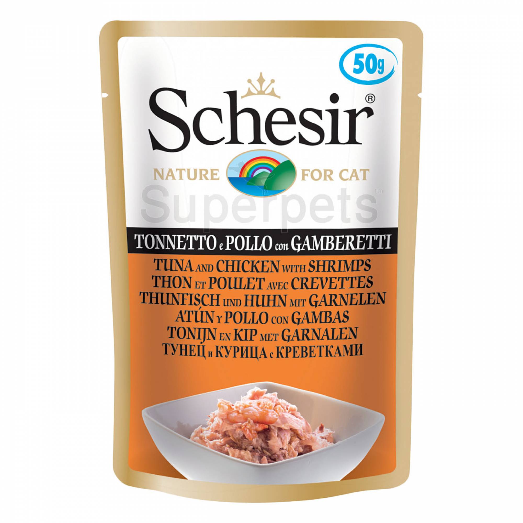 Schesir Cat - Pouch - Tuna and Chicken with Shrimps 50gSuperpets Trading