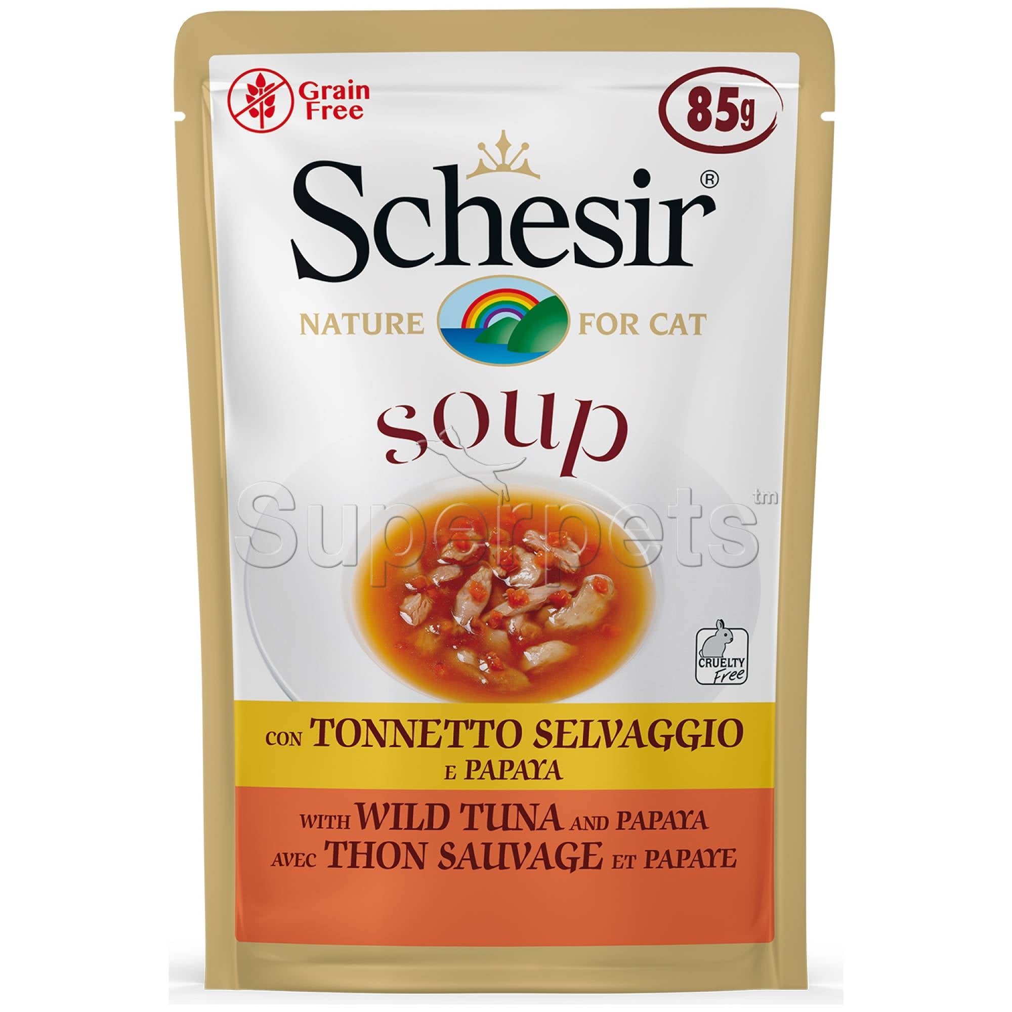 Schesir Cat - Soup Pouch - Wild Tuna and Papaya 85gSuperpets Trading