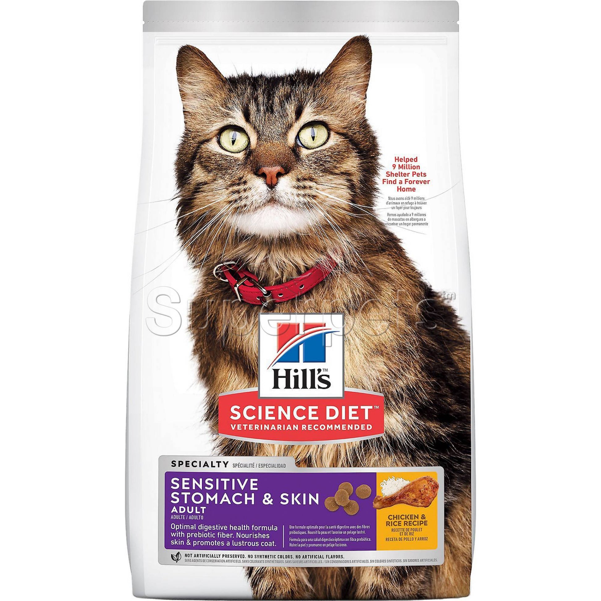 Science Diet - Cat Adult SENSITIVE STOMACH & SKIN Chicken & Rice Recipe 3.5lb / 1.6kg (8523)Superpets Trading