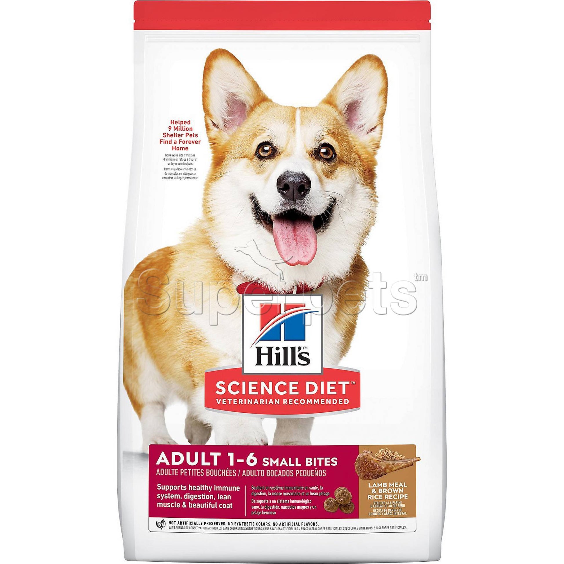Science Diet - Dog Adult 1-6 Years - SMALL BITES Lamb Meal & Brown Rice Recipe 3kg (1141HG)DogsSuperpets Trading