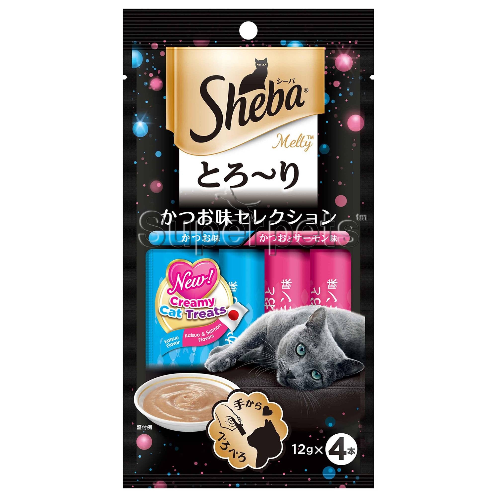 Sheba - Melty Creamy Cat Treats - Katsuo / Katsuo & Salmon Flavors 12g x 4Superpets Trading
