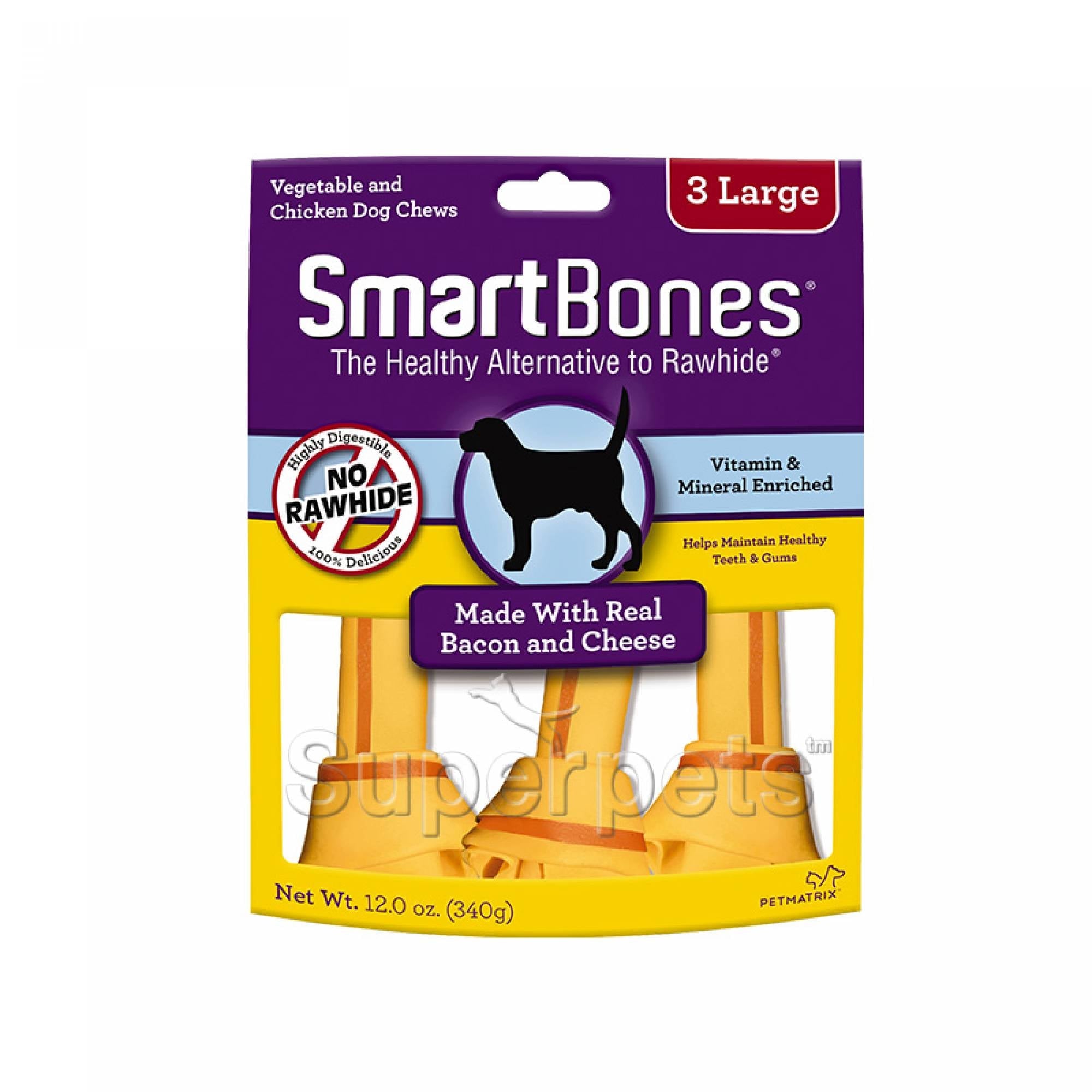 SmartBones Bacon & Cheese Large 3pcs 340gDogsSuperpets Trading