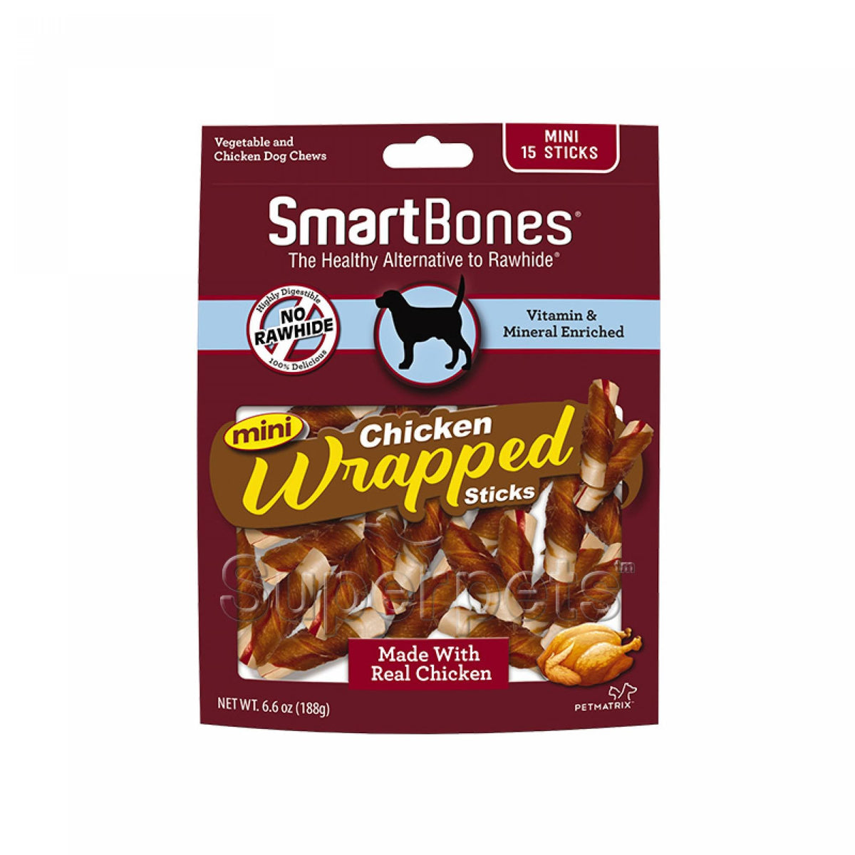 SmartBones Chicken Wrapped Sticks Mini 15pcs 188gDogsSuperpets Trading