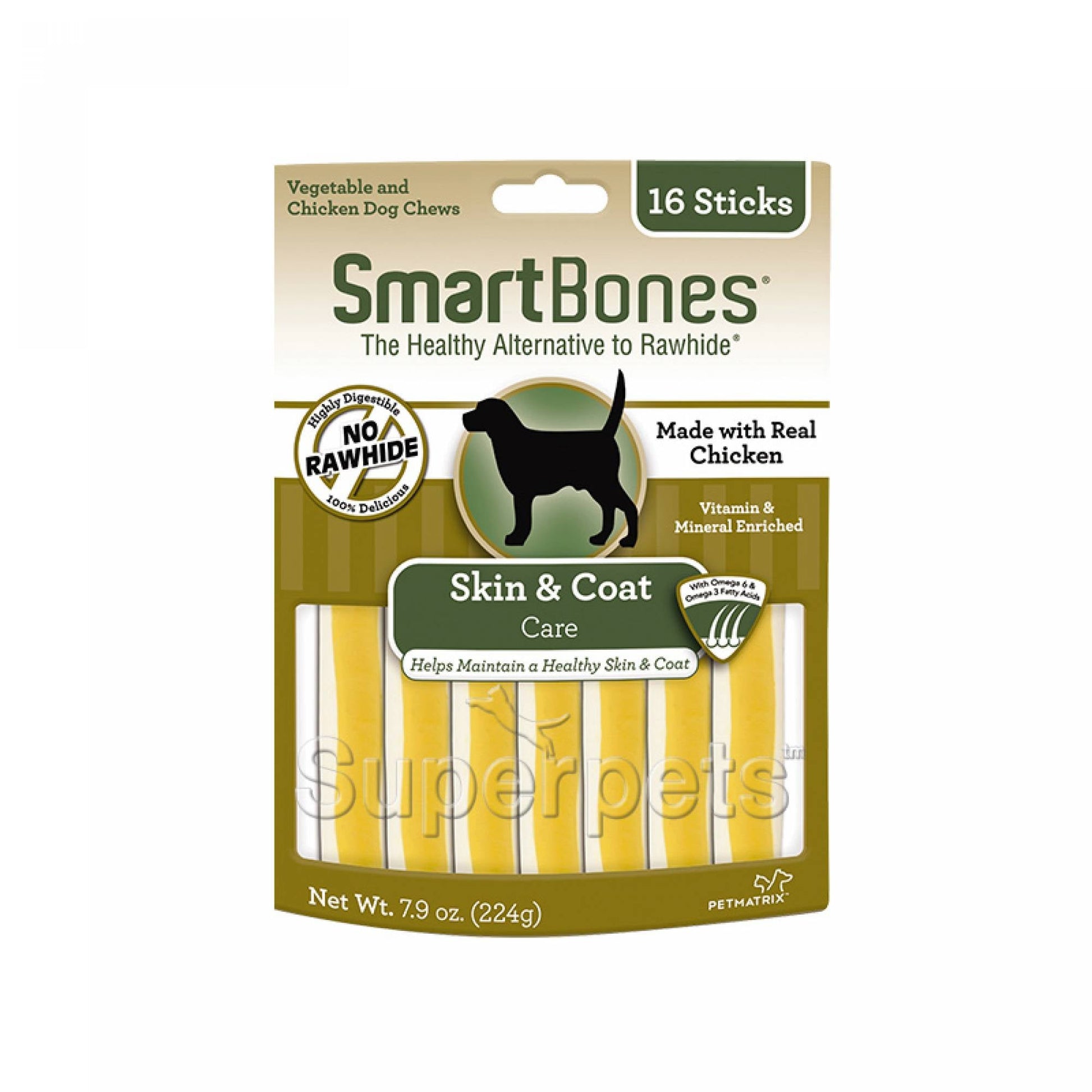 SmartBones Functional Sticks Skin & Coat 16pcs 224gDogsSuperpets Trading