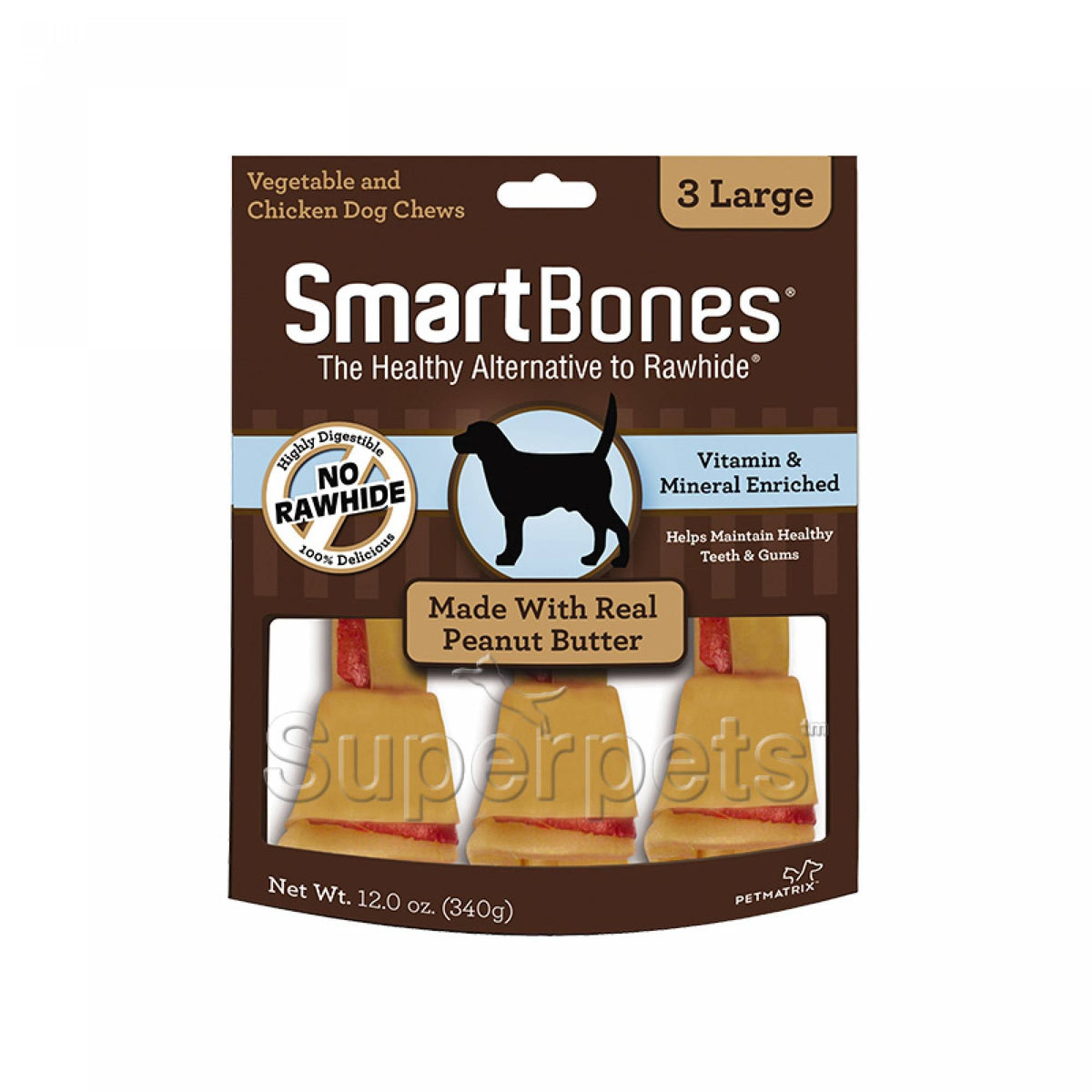SmartBones Peanut Butter Large 3pcs 340gSuperpets Trading