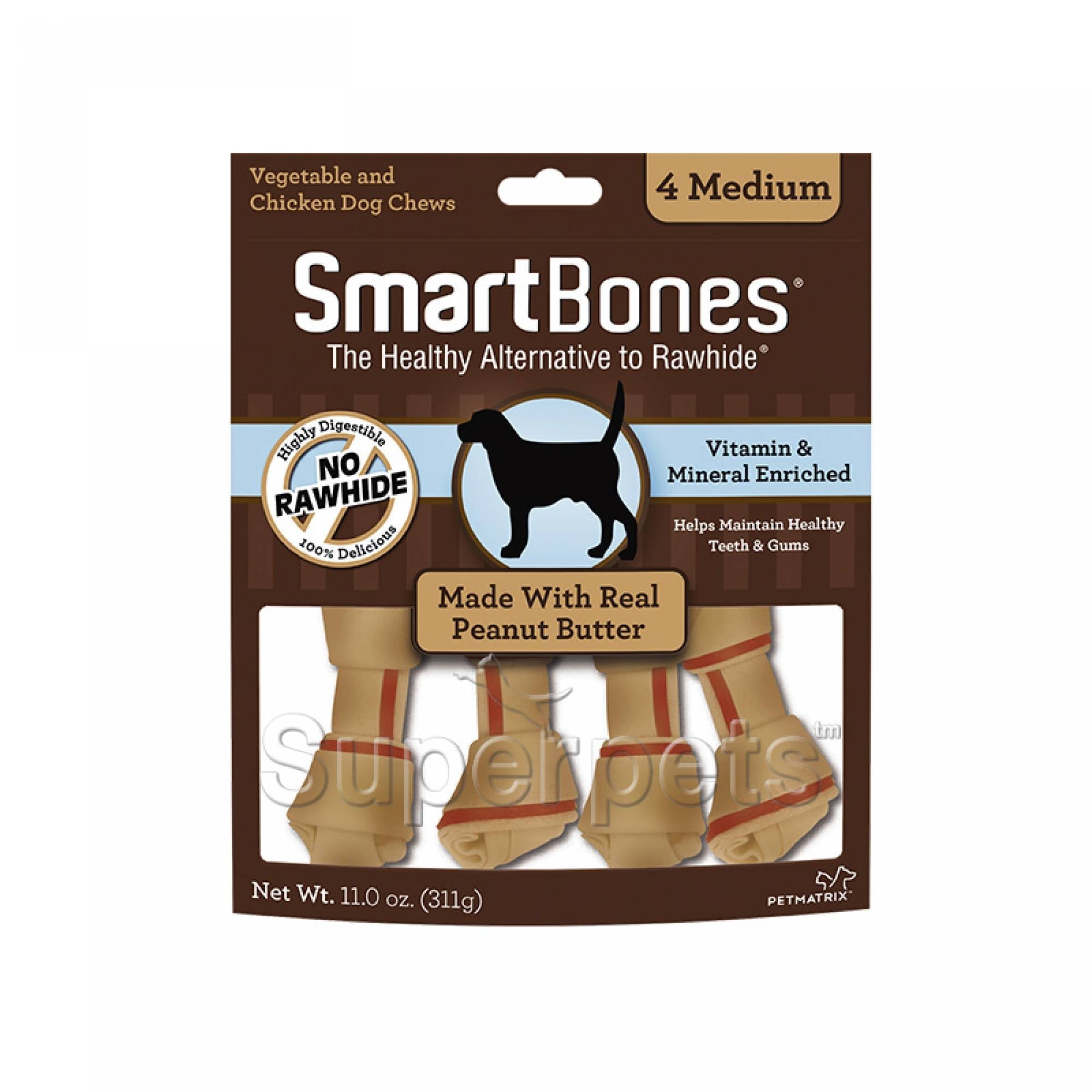 SmartBones Peanut Butter Medium 4pcs 311gDogsSuperpets Trading