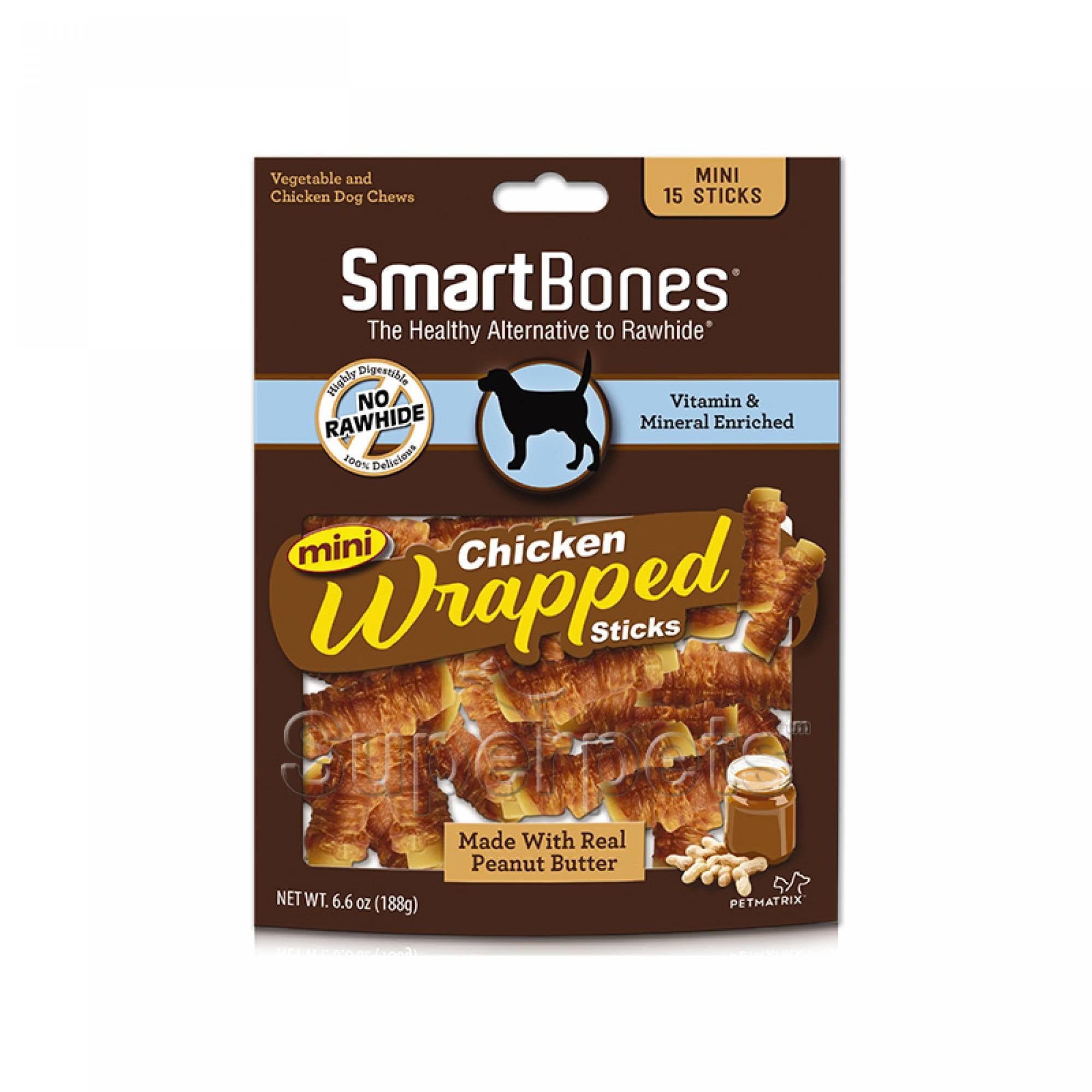 SmartBones Peanut Butter Mini Chicken Wrapped Mini Stick 15pcs 188gDogsSuperpets Trading