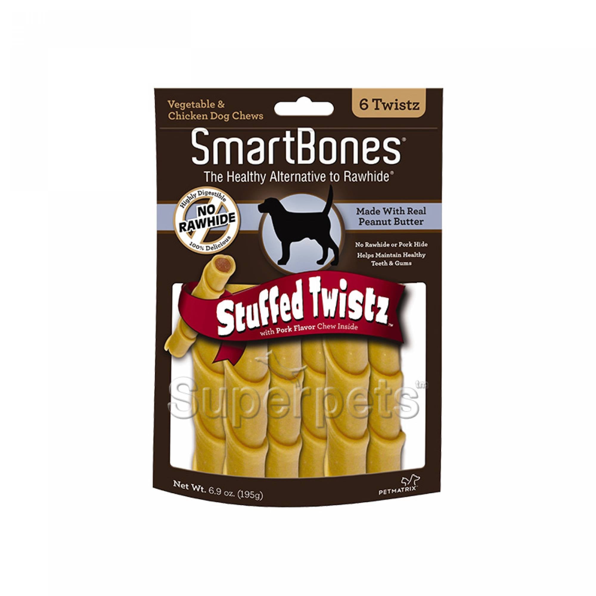 SmartBones Peanut Butter Stuffed Twist 6pcs 195gDogsSuperpets Trading