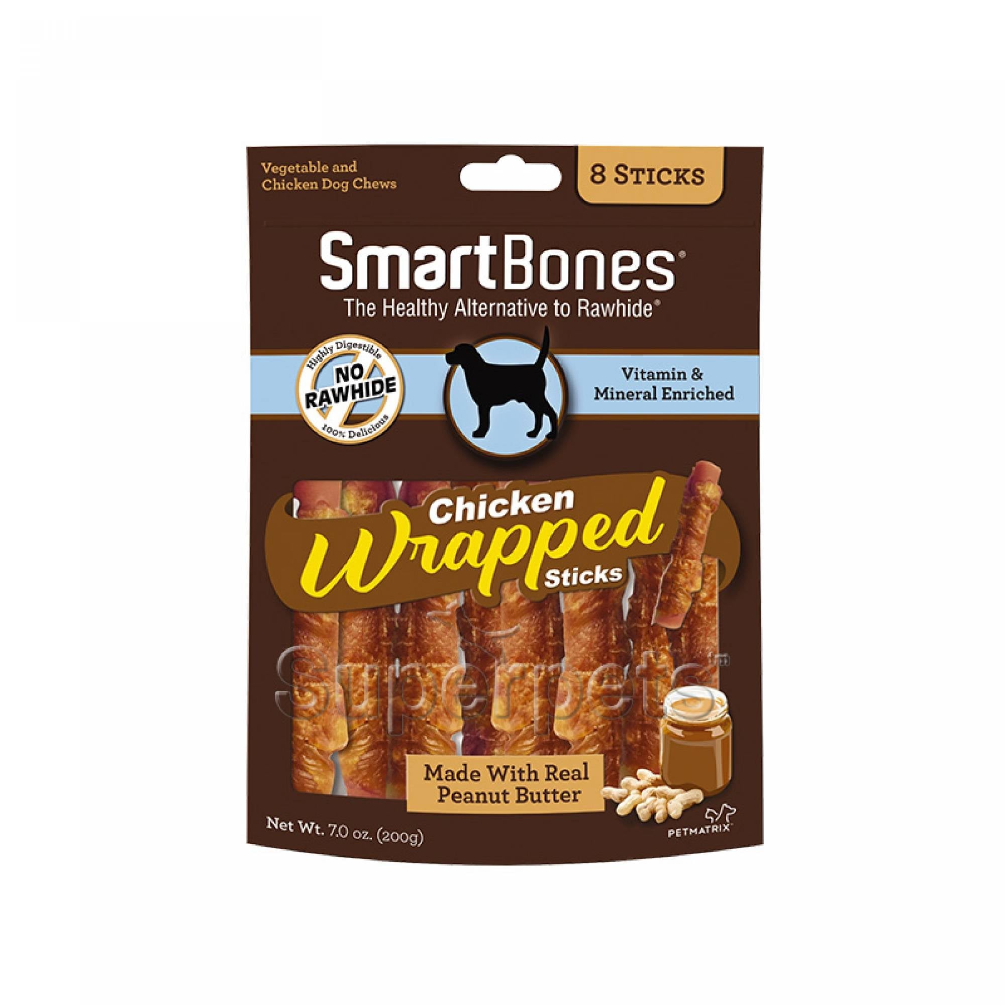 SmartBones Peanut Butter Wrapped Sticks Regular 8pcs 200gDogsSuperpets Trading