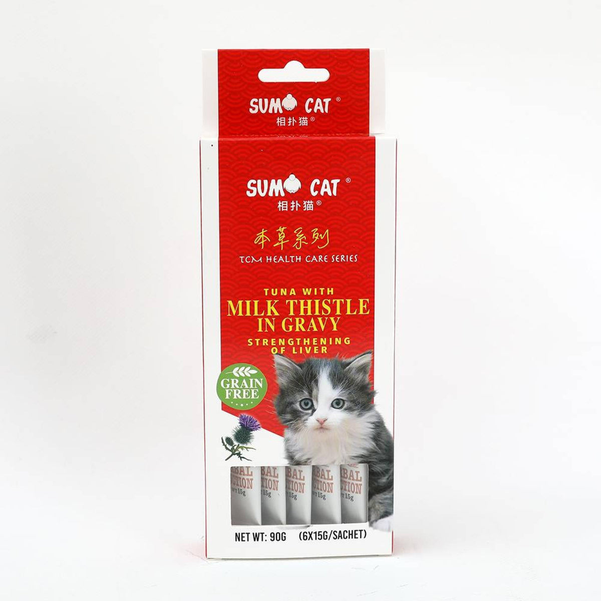 Sumo TCM Cat Treats - Tuna with Milk Thistle in Gravy 90g (Strengthening of Liver) (6x15g Sachet)Superpets Trading