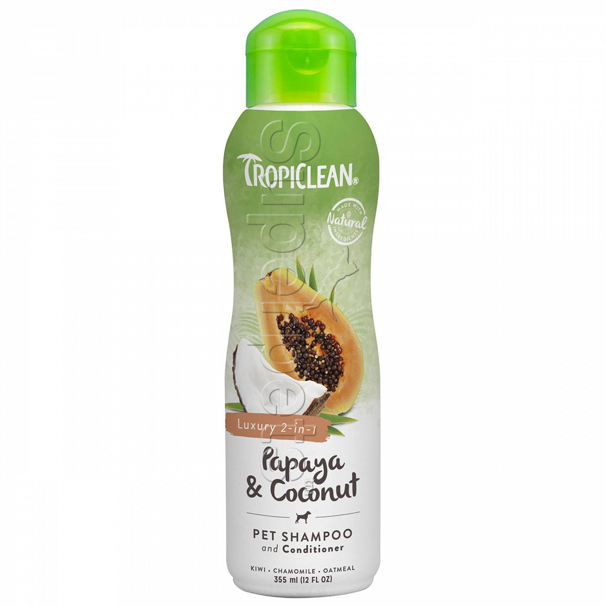 Tropiclean Luxury 2-in-1 Pet Shampoo & Conditioner - Papaya and Coconut 12oz (355ml)Superpets Trading