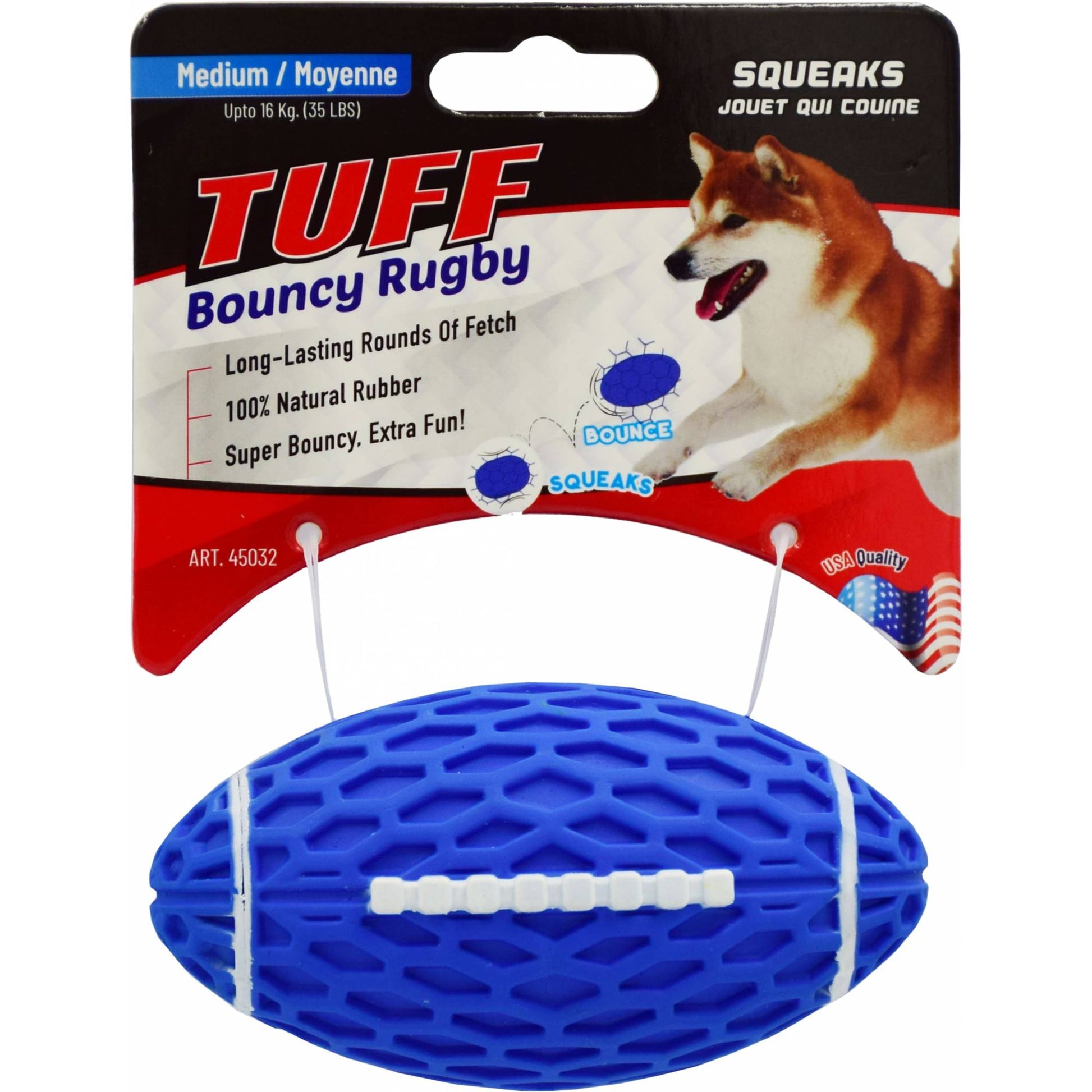 Tuff by Pet Protect - Squeaky Bouncy RugbyDogsSuperpets Trading
