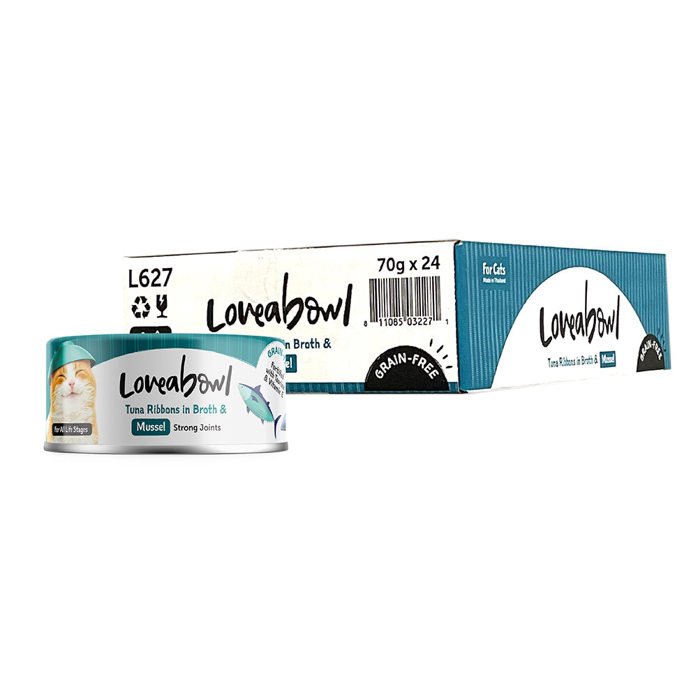 Loveabowl Tuna Ribbons in broth with Mussel 70g x 24 cans (1 Carton)