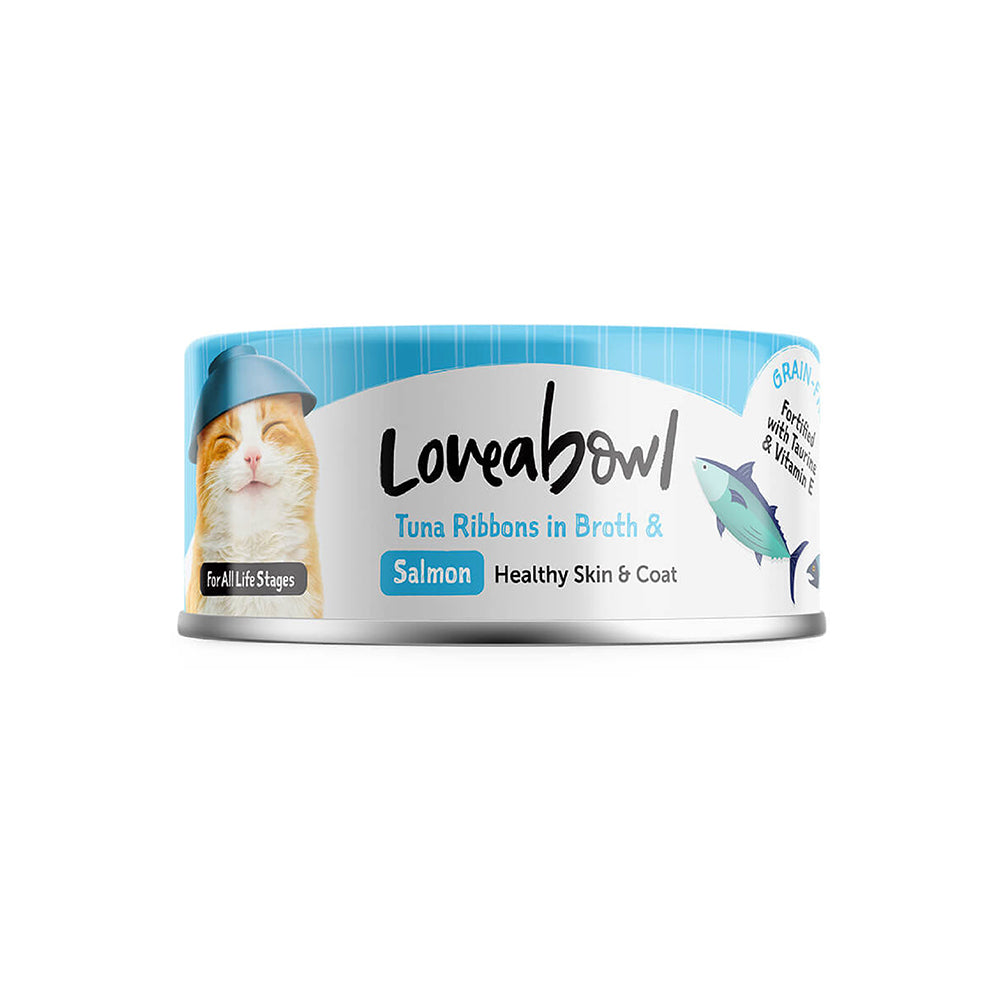 Loveabowl Tuna Ribbons in broth with Salmon 70g x 24 cans (1 Carton)