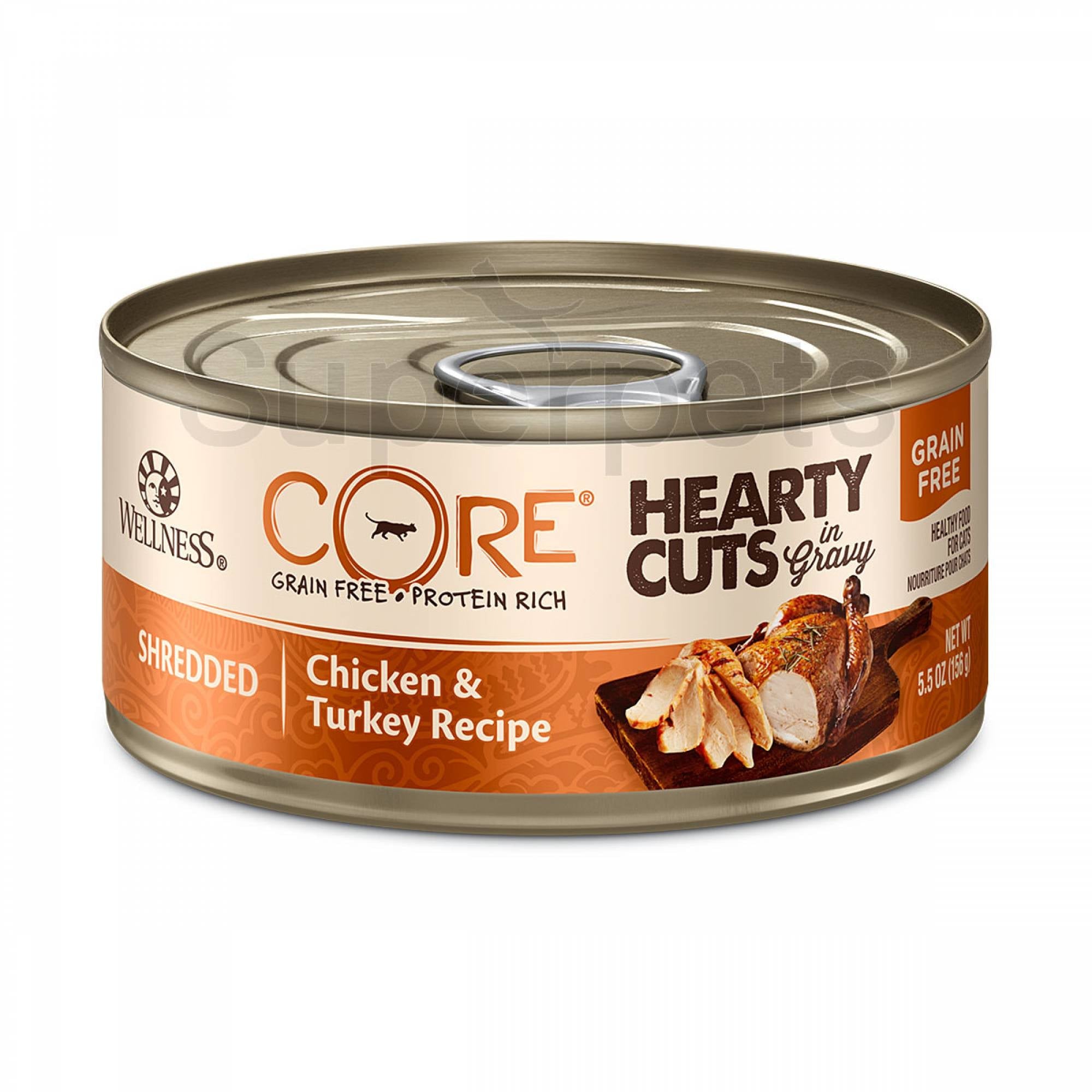 Wellness - Cat Core Grain-Free 156g Hearty Cuts In Gravy Indoor Shredded Chicken & Turkey RecipeSuperpets Trading