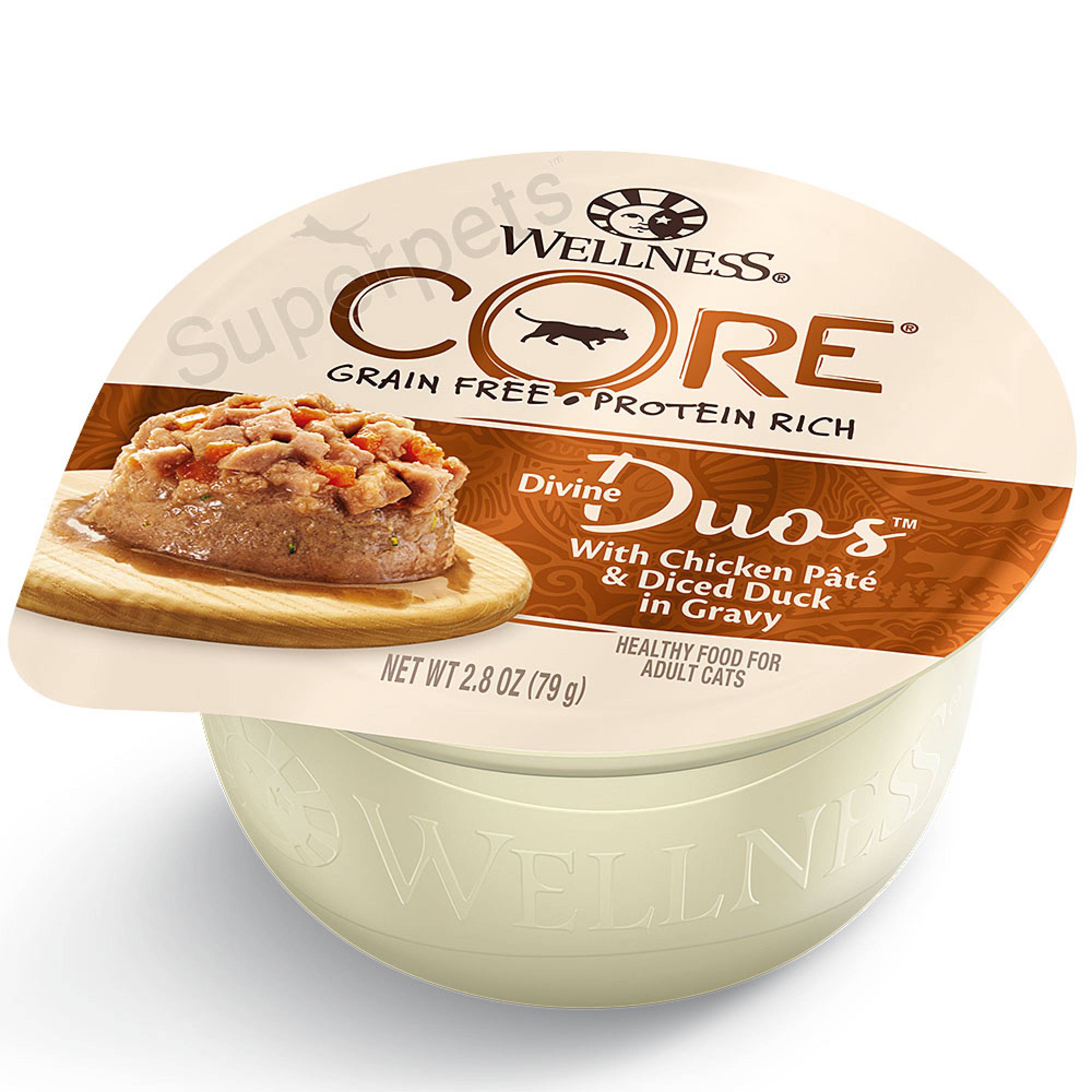 Wellness - Cat Core Grain-Free 79g Divine Duos with Chicken Pate & Diced Duck in GravySuperpets Trading