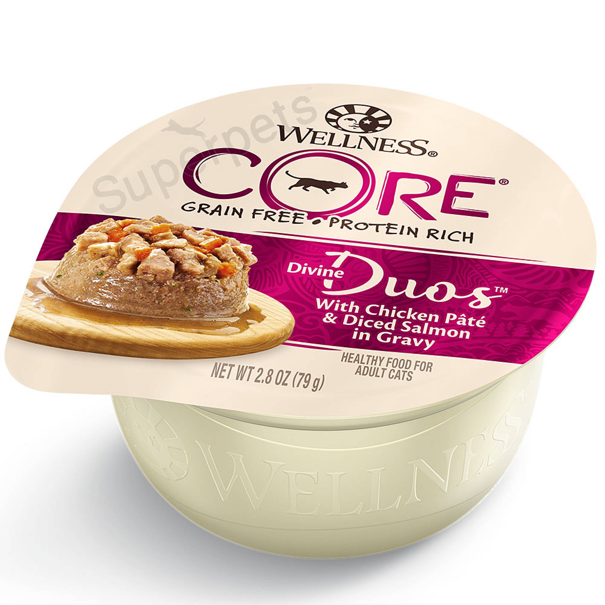 Wellness - Cat Core Grain-Free 79g Divine Duos with Chicken Pate & Diced Salmon in GravySuperpets Trading