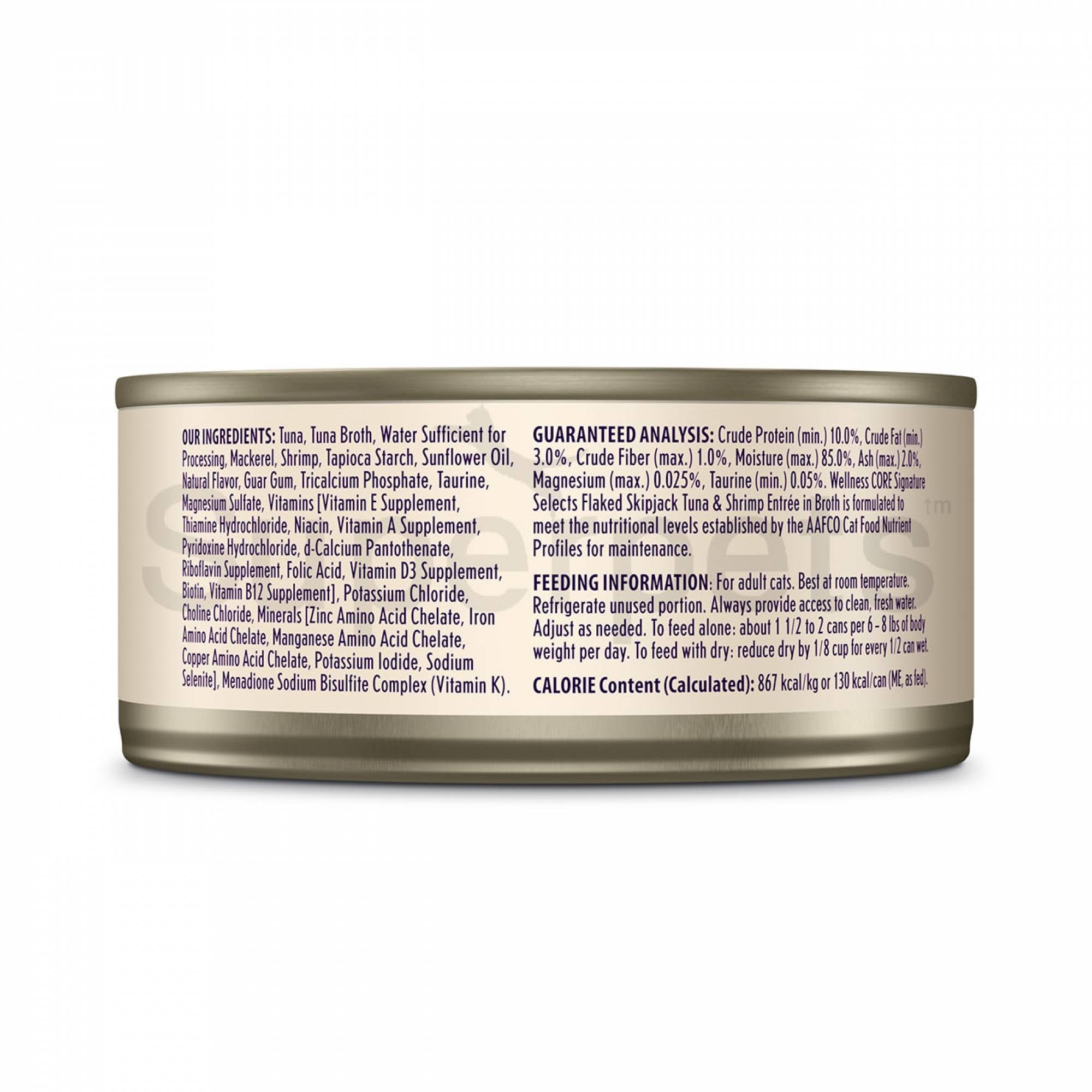 Wellness - Cat Core Signature Selects - Flaked Skipjack Tuna & Shrimp Entree in Sauce Grain-Free 150gSuperpets Trading