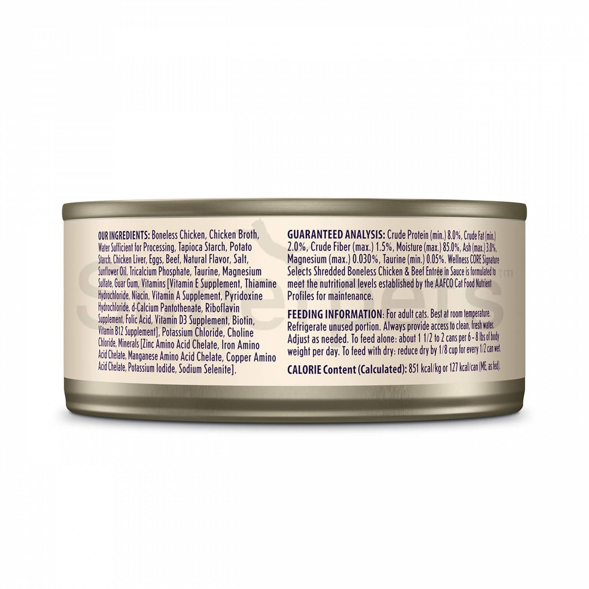 Wellness - Cat Core Signature Selects - Shredded Boneless Chicken & Beef Entree in Sauce Grain-Free 150gSuperpets Trading