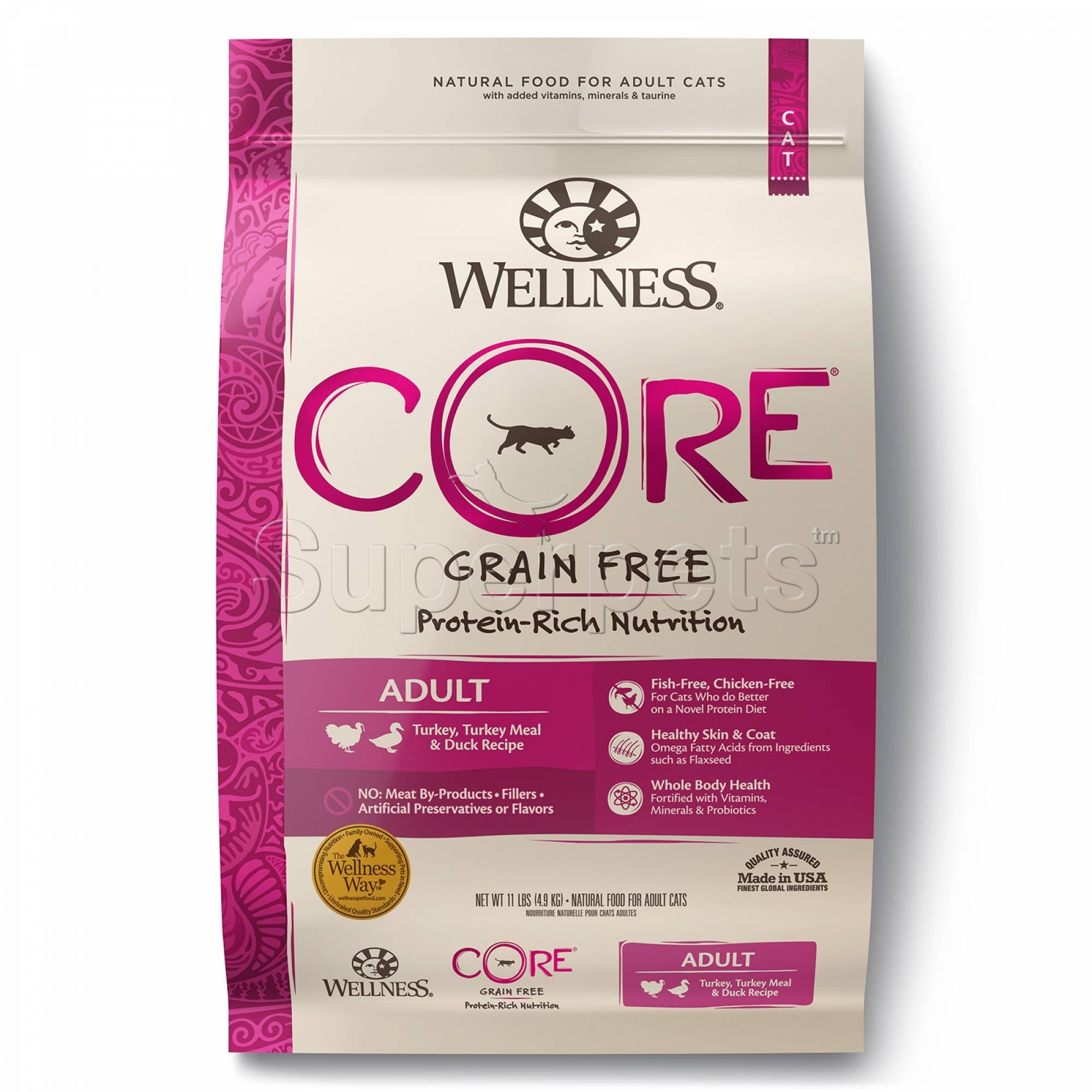 Wellness - Cat Dry Core Grain-Free Adult Turkey, Turkey Meal & Duck Formula 11lb (5kg)Superpets Trading