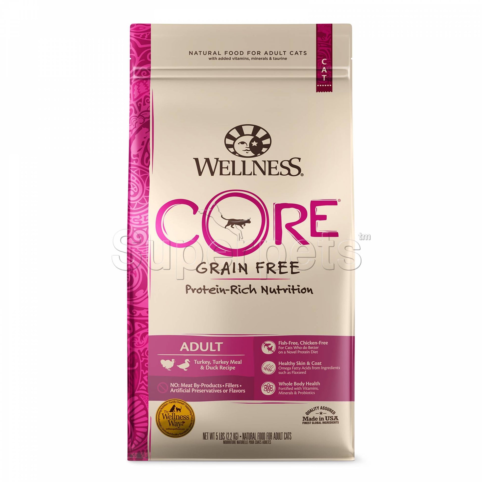 Wellness - Cat Dry Core Grain-Free Adult Turkey, Turkey Meal & Duck Recipe 5lb (2.2kg)Superpets Trading