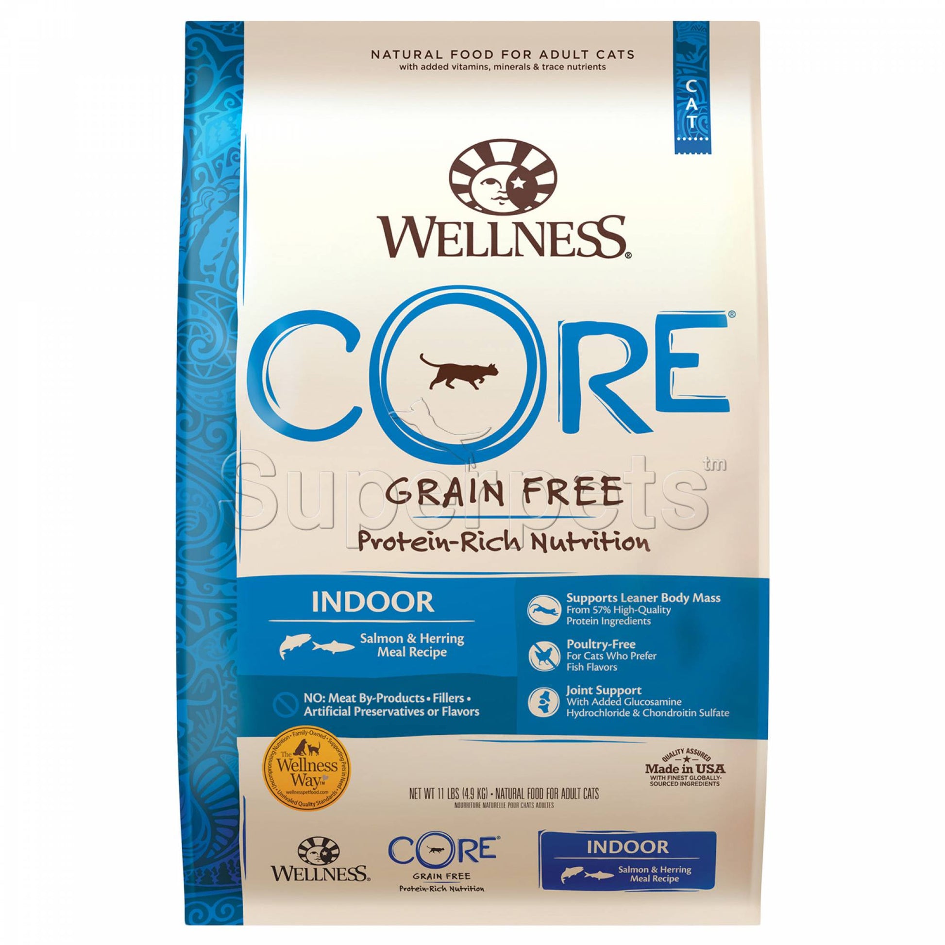 Wellness - Cat Dry Core Grain-Free Indoor Salmon & Herring Meal Recipe 11lb (4.9kg)Superpets Trading