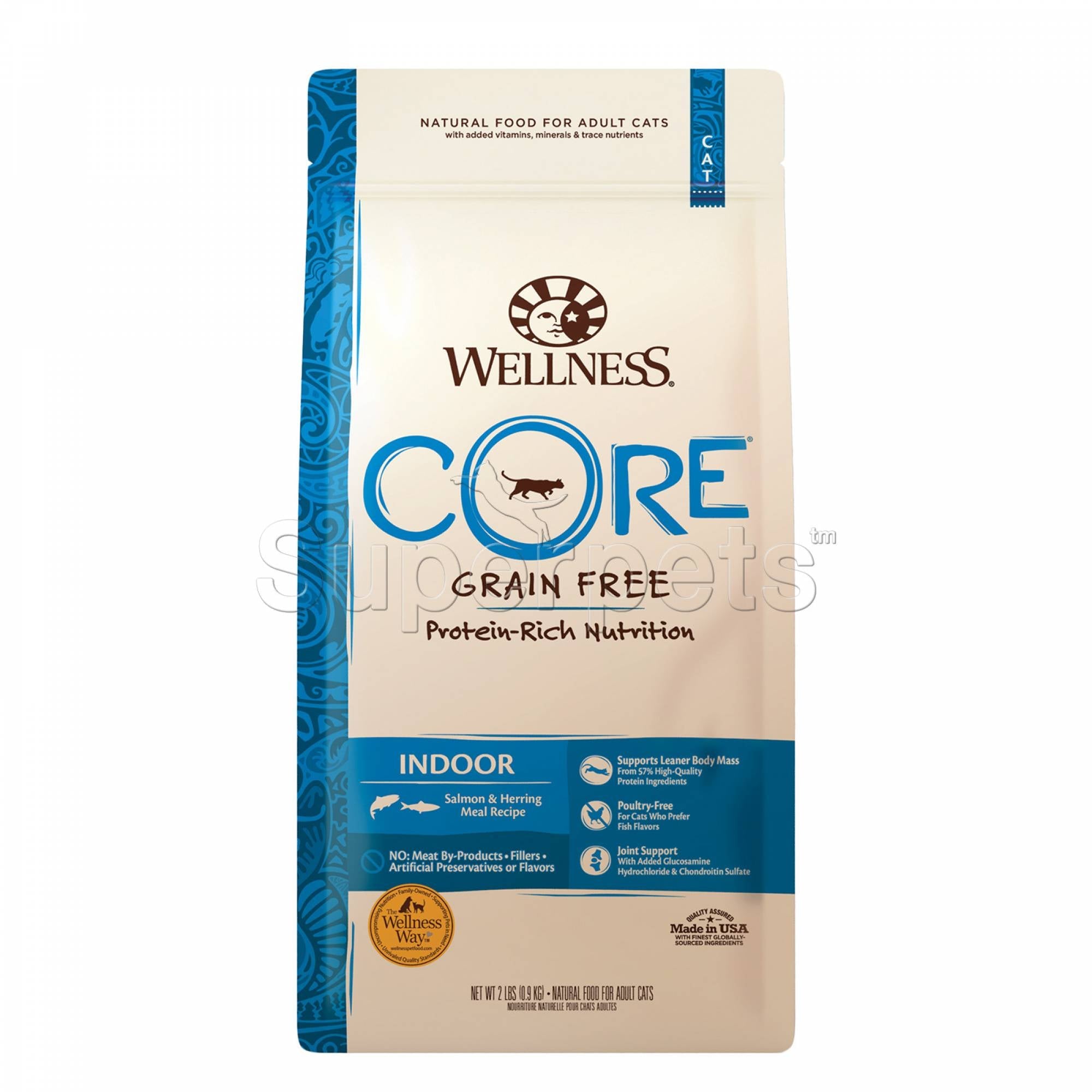 Wellness - Cat Dry Core Grain-Free Indoor Salmon & Herring Meal Recipe 2lb (0.9kg)Superpets Trading