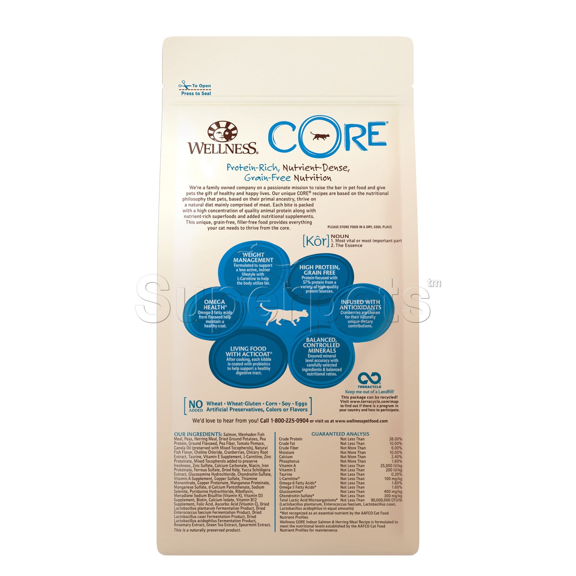 Wellness - Cat Dry Core Grain-Free Indoor Salmon & Herring Meal Recipe 2lb (0.9kg)Superpets Trading