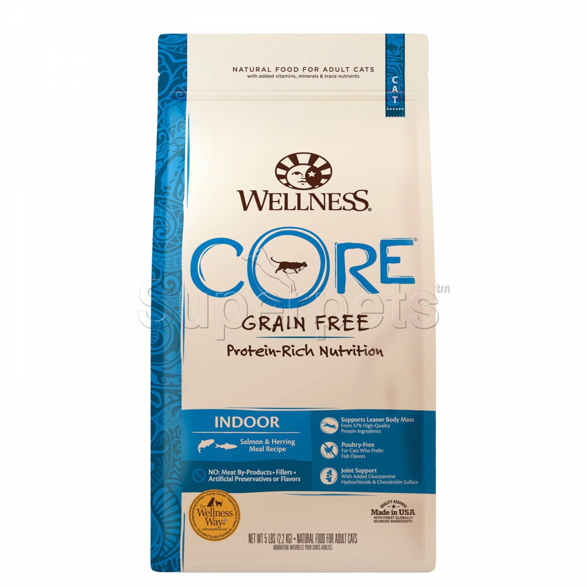 Wellness - Cat Dry Core Grain-Free Indoor Salmon & Herring Meal Recipe 5lb (2.2kg)Superpets Trading