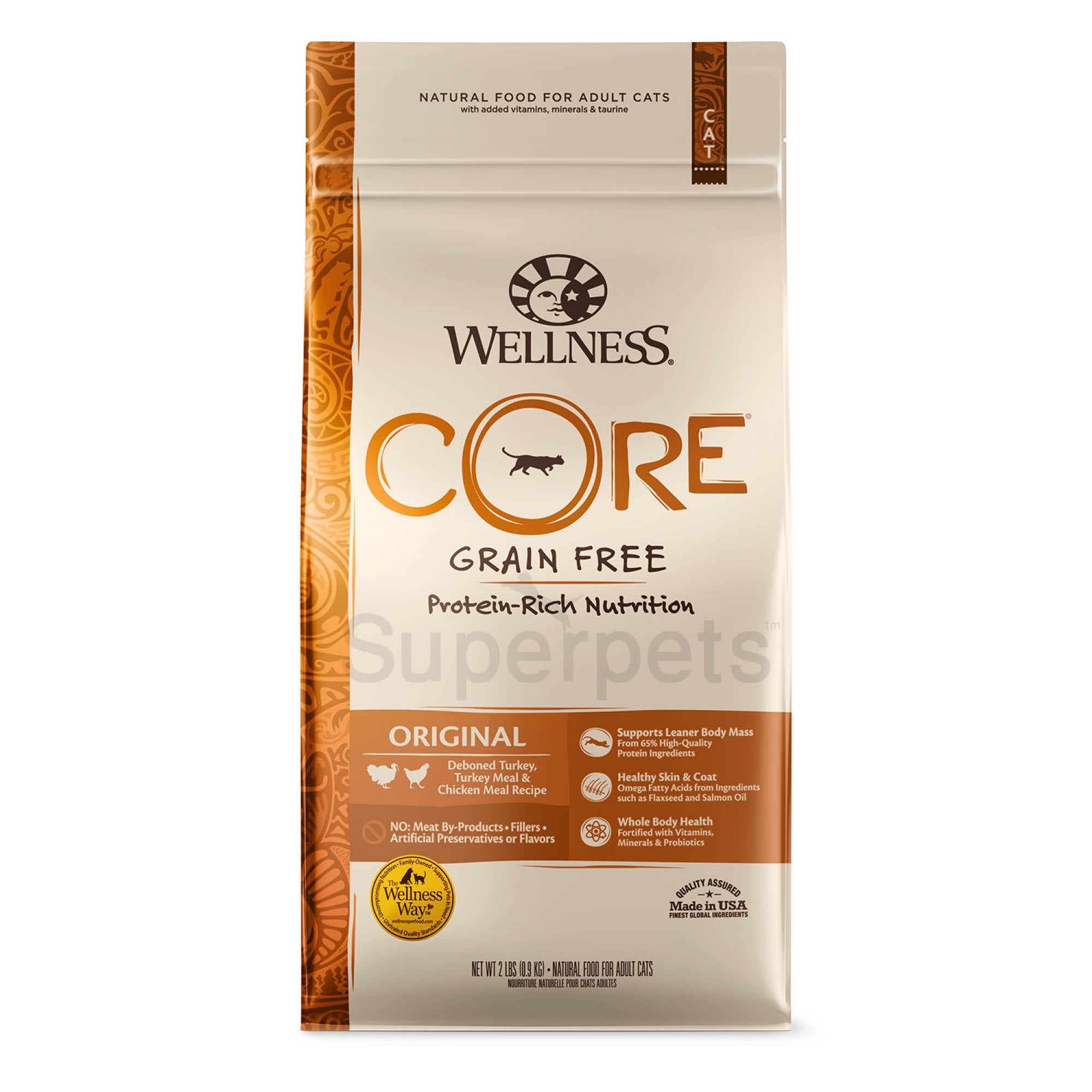 Wellness - Cat Dry Core Grain-Free Original Deboned Turkey, Turkey Meal & Chicken Meal Recipe 2lb (0.9kg)Superpets Trading
