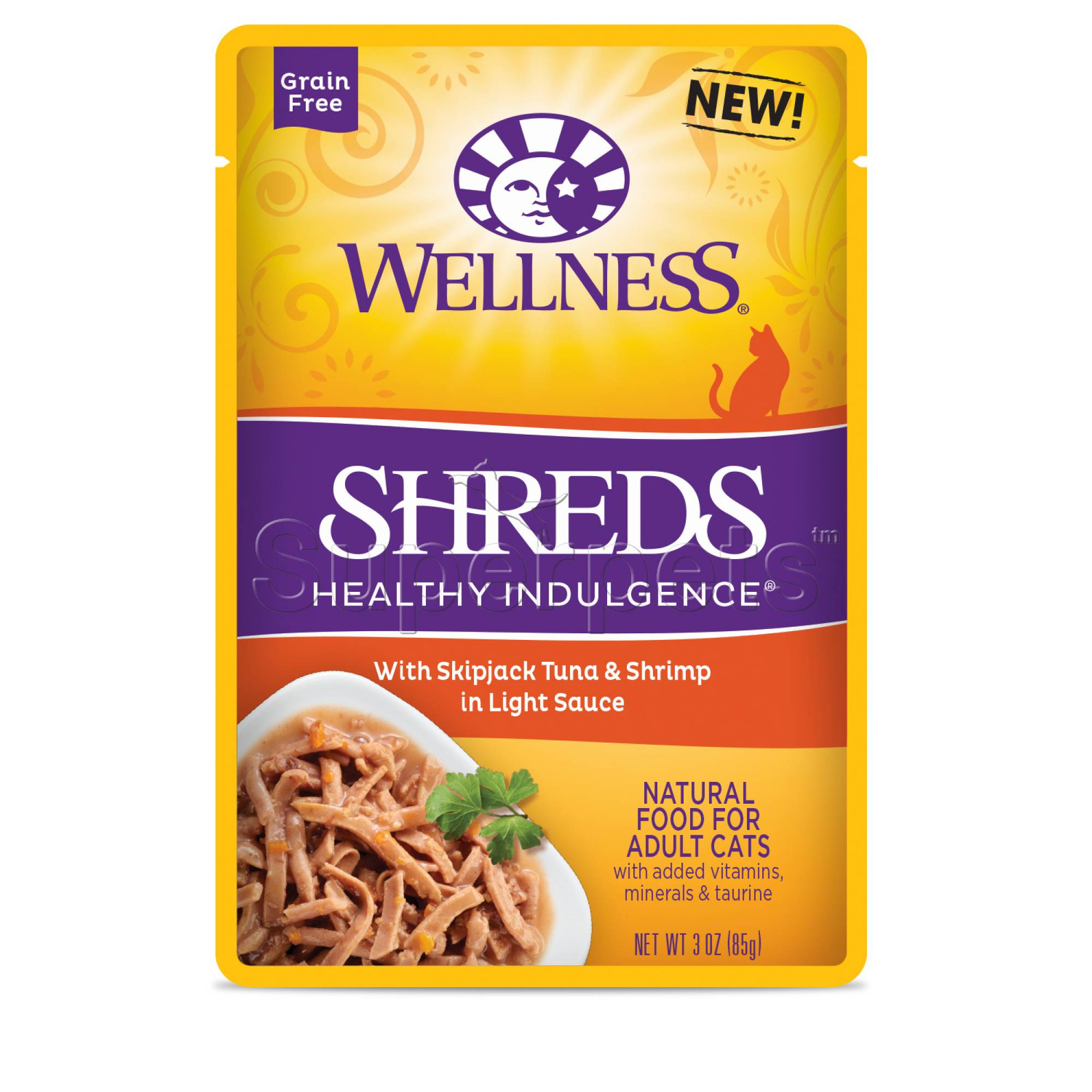 Wellness - Cat Healthy Indulgence 85g Shreds with Skipjack Tuna & Shrimp in Light Sauce Grain-FreeSuperpets Trading