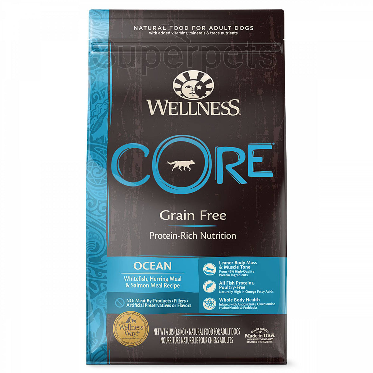 Wellness - Dog Dry Core Grain-Free Ocean Whitefish, Herring Meal & Salmon Meal Recipe 4lb (1.8kg)Superpets Trading