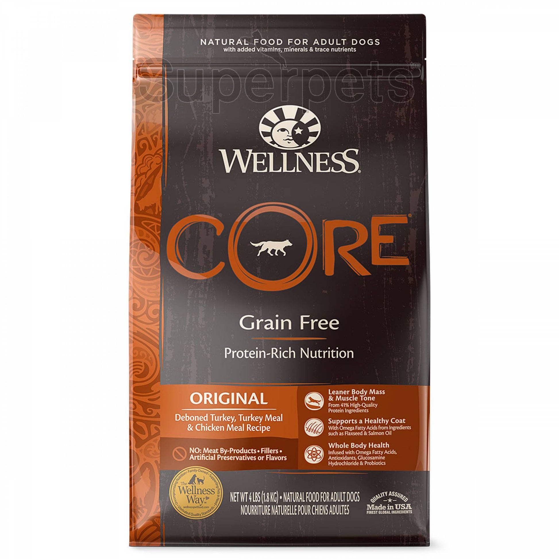 Wellness - Dog Dry Core Grain-Free Original Deboned Turkey, Turkey Meal & Chicken Meal Recipe 4lb (1.8kg)DogsSuperpets Trading