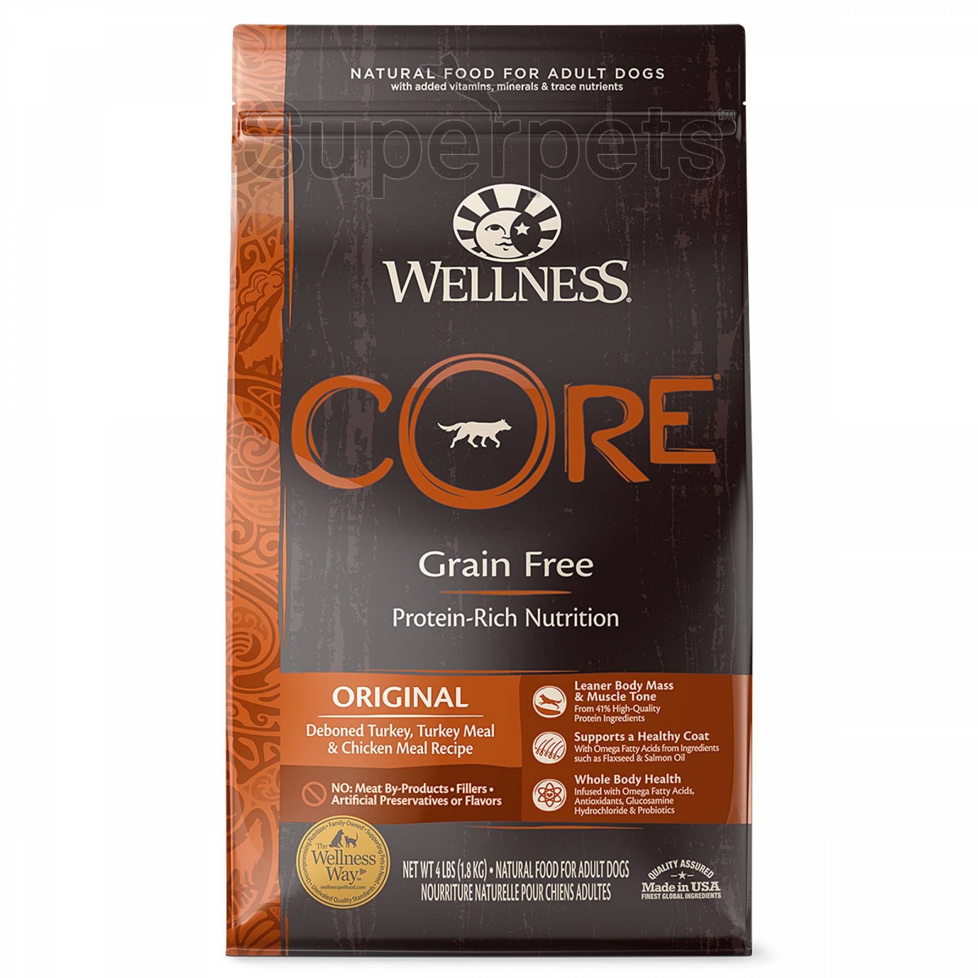 Wellness - Dog Dry Core Grain-Free Original Deboned Turkey, Turkey Meal & Chicken Meal Recipe 4lb (1.8kg)DogsSuperpets Trading