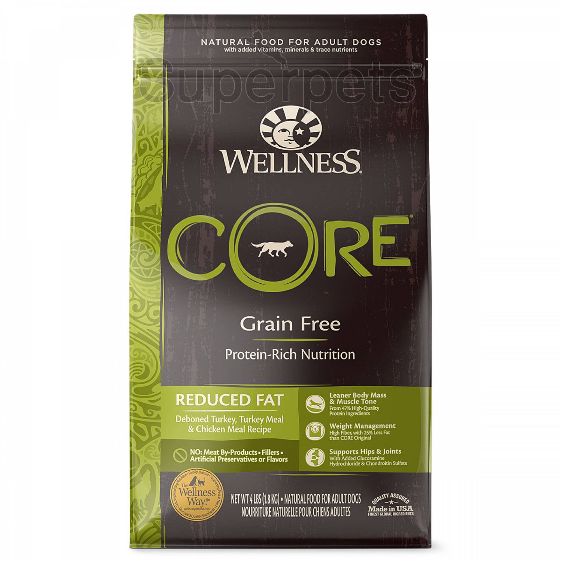 Wellness - Dog Dry Core Grain-Free Reduced Fat Deboned Turkey, Turkey Meal & Chicken Meal Recipe 4lb (1.8kg)DogsSuperpets Trading