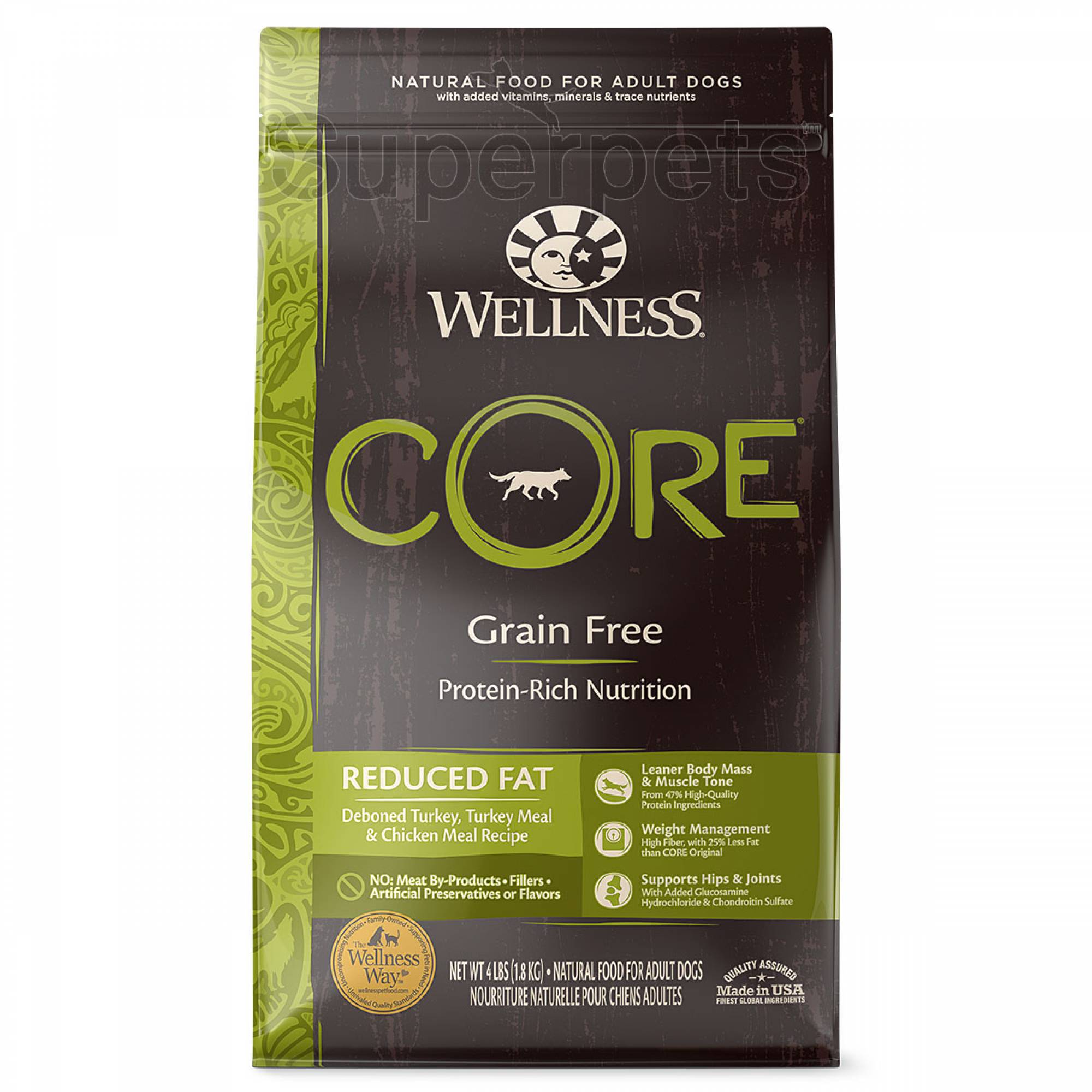 Wellness - Dog Dry Core Grain-Free Reduced Fat Deboned Turkey, Turkey Meal & Chicken Meal Recipe 4lb (1.8kg)DogsSuperpets Trading