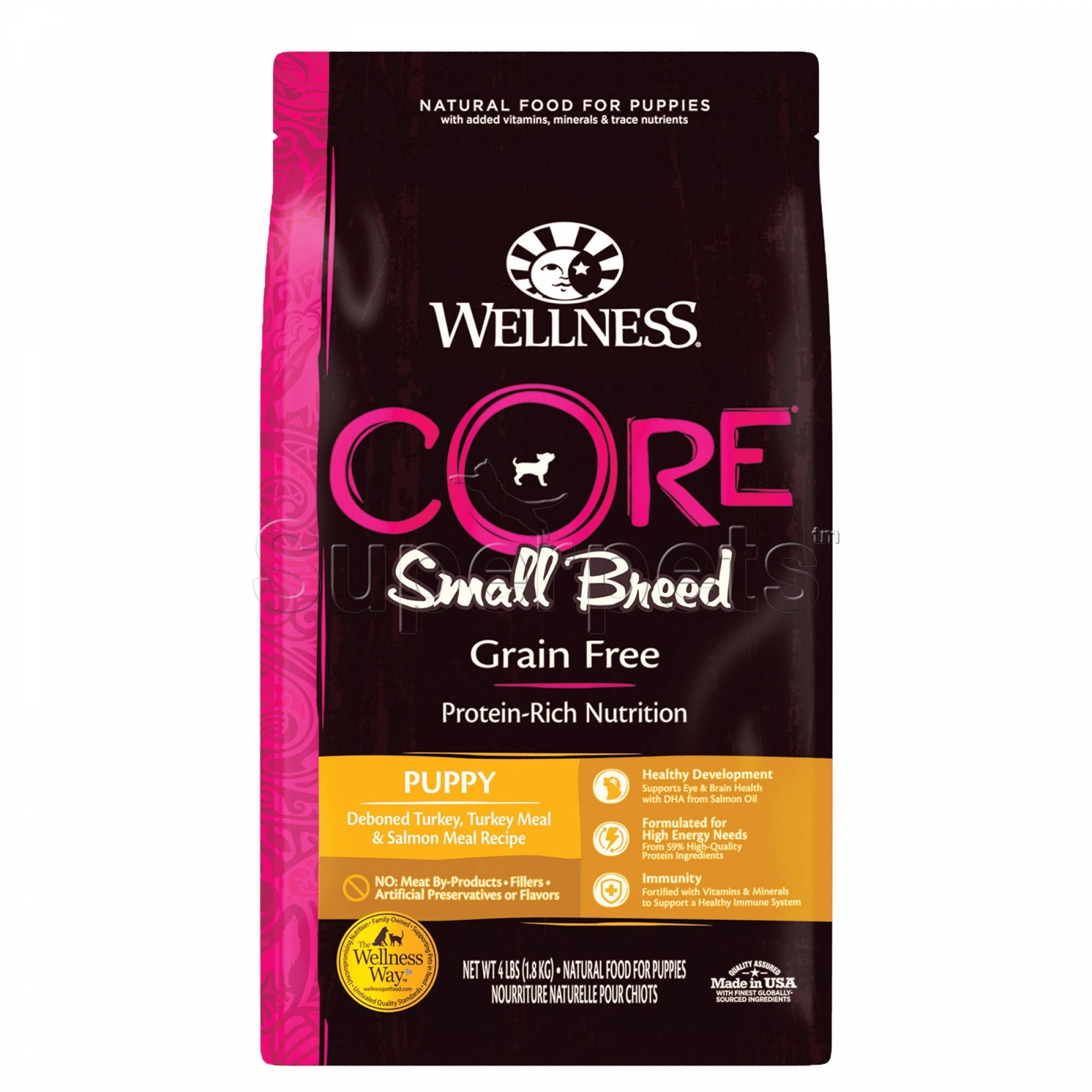 Wellness - Dog Dry Core Grain-Free Small Breed Puppy Deboned Turkey, Turkey Meal & Salmon Meal Recipe 4lb (1.8kg)DogsSuperpets Trading