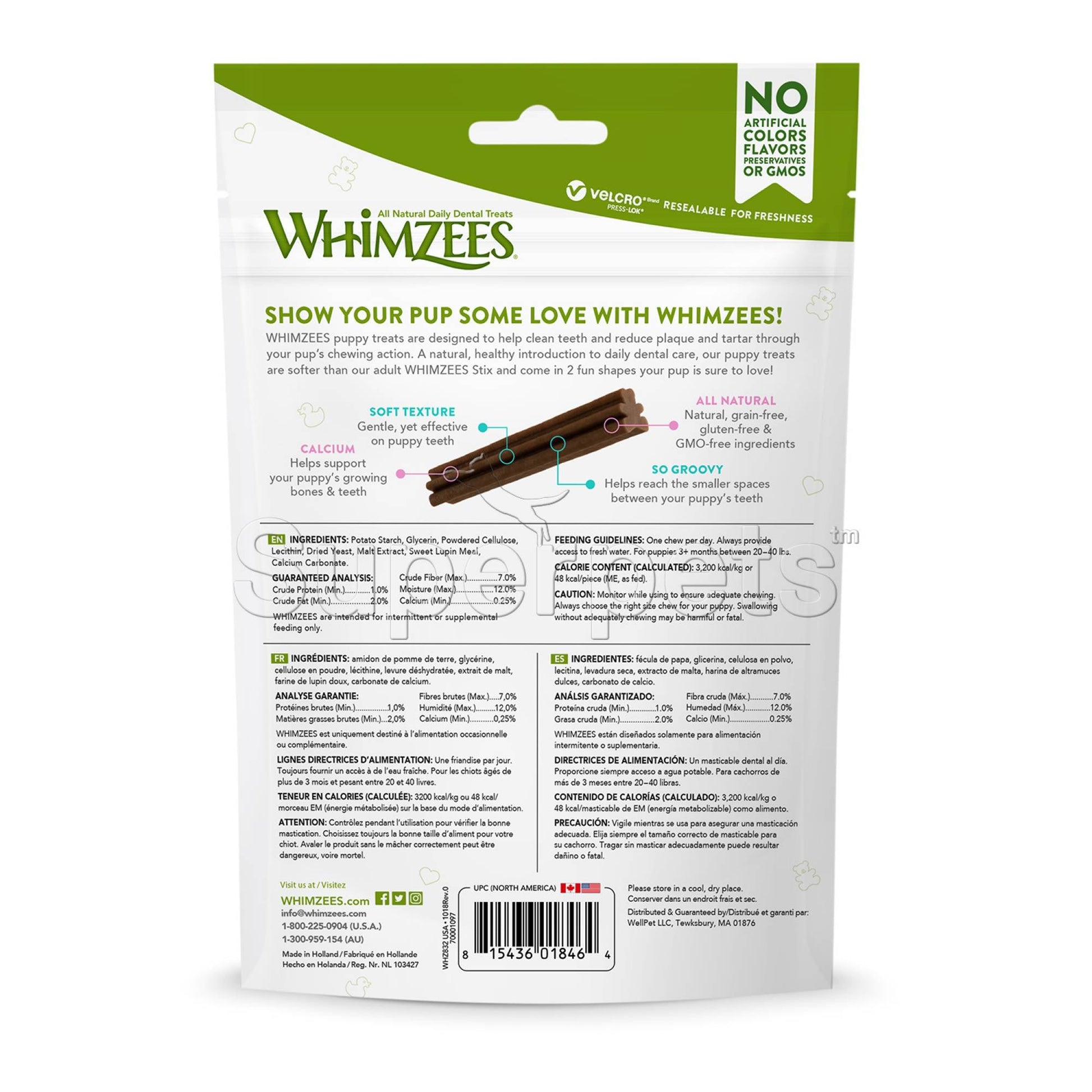 Whimzees Natural Dental Dog Treats - Puppy M/L - 14cps (WHZ832)DogsSuperpets Trading