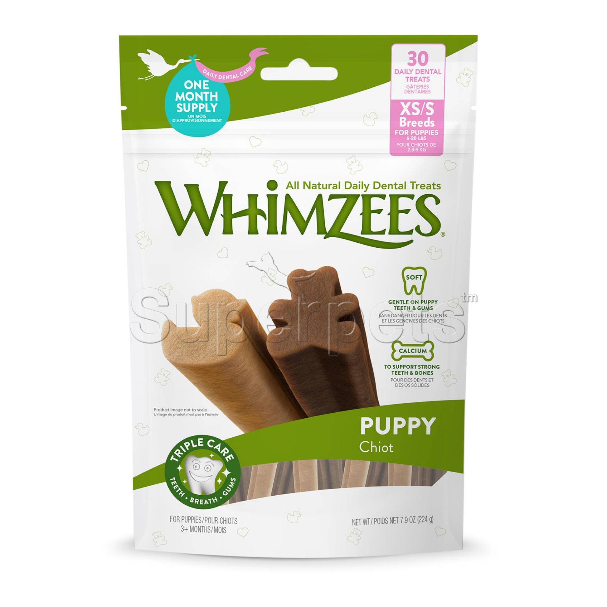 Whimzees Natural Dental Dog Treats - Puppy XS/S - 30pcs (WHZ831)DogsSuperpets Trading