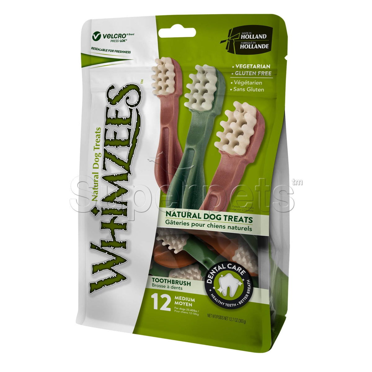 Whimzees Natural Dental Dog Treats - Toothbrush - M - 12pcs (WHZ323)DogsSuperpets Trading