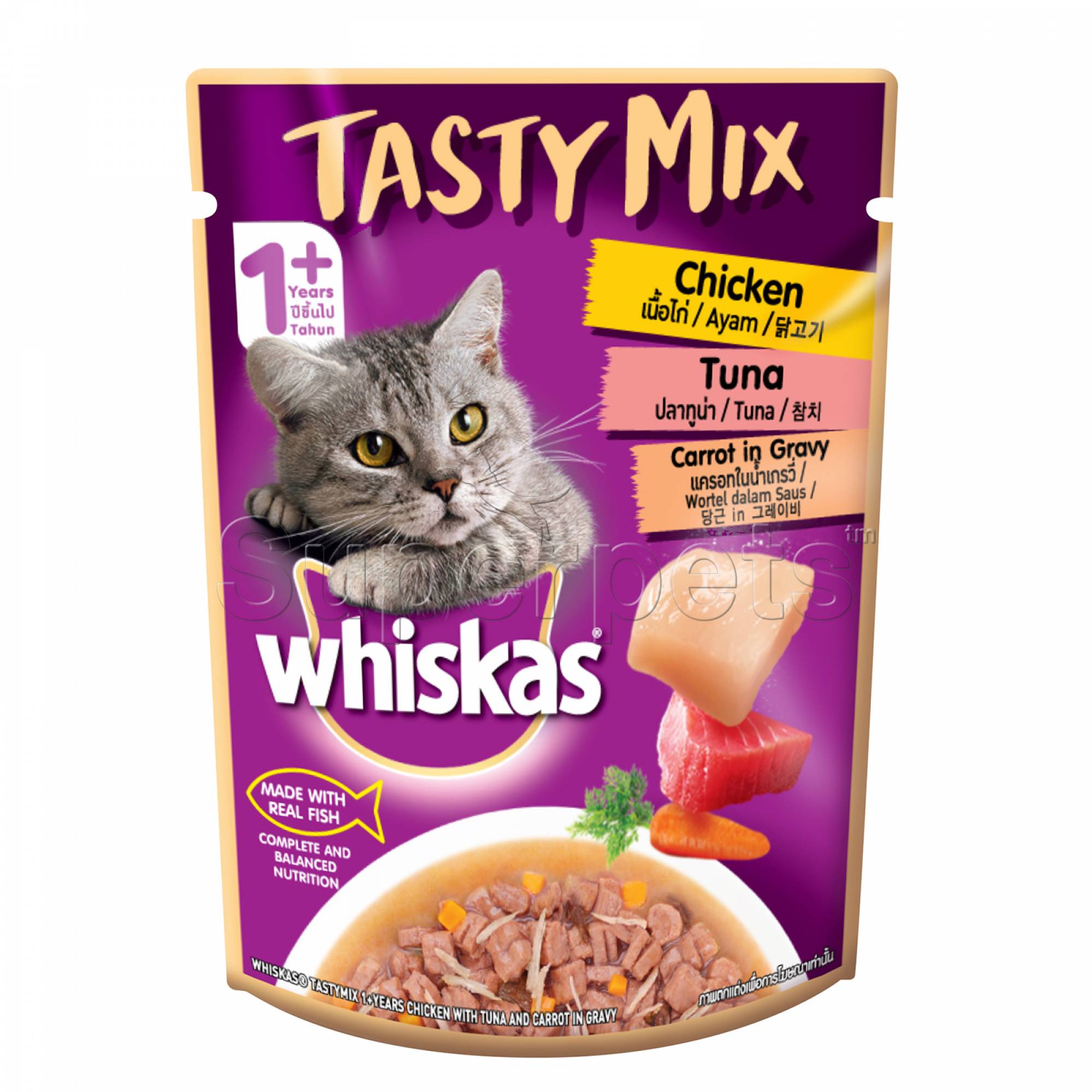 Whiskas - Pouch Tasty Mix Chicken with Tuna & Carrot in Gravy 70gSuperpets Trading
